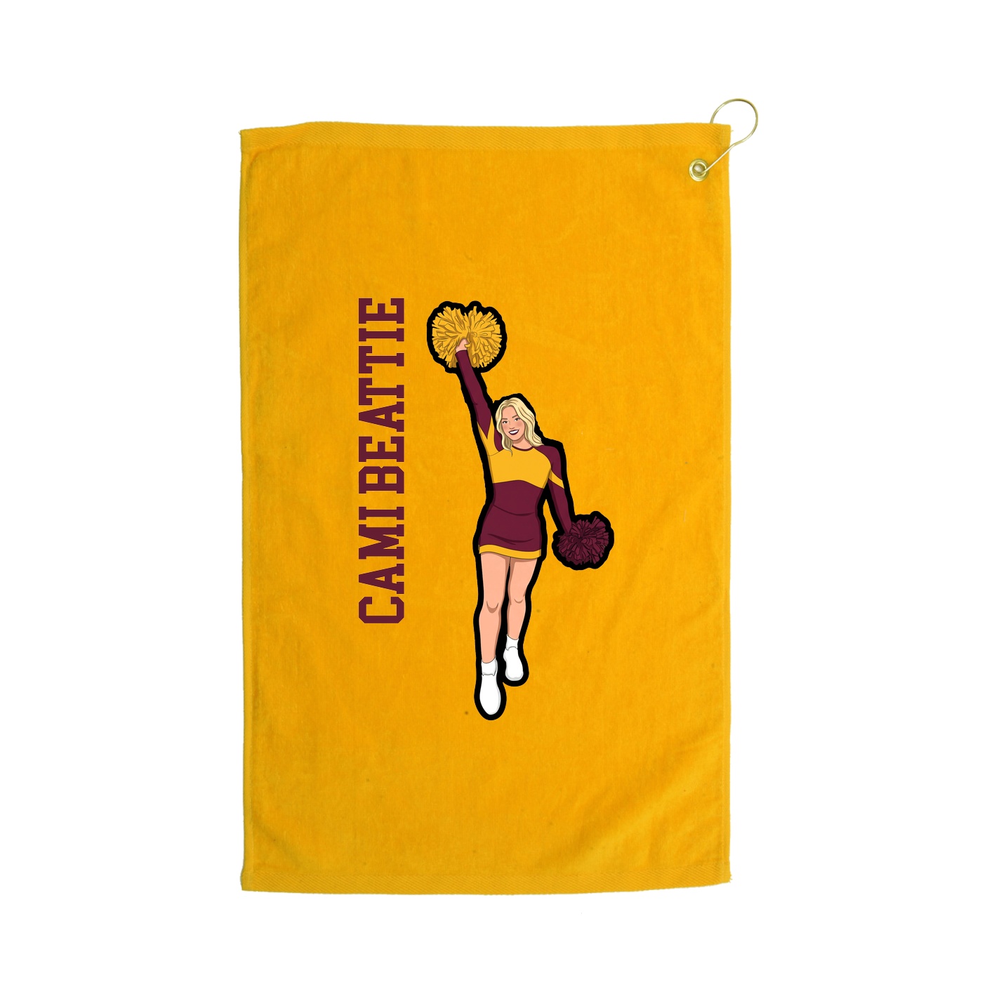Golf Towel — Name Vertical in Gold