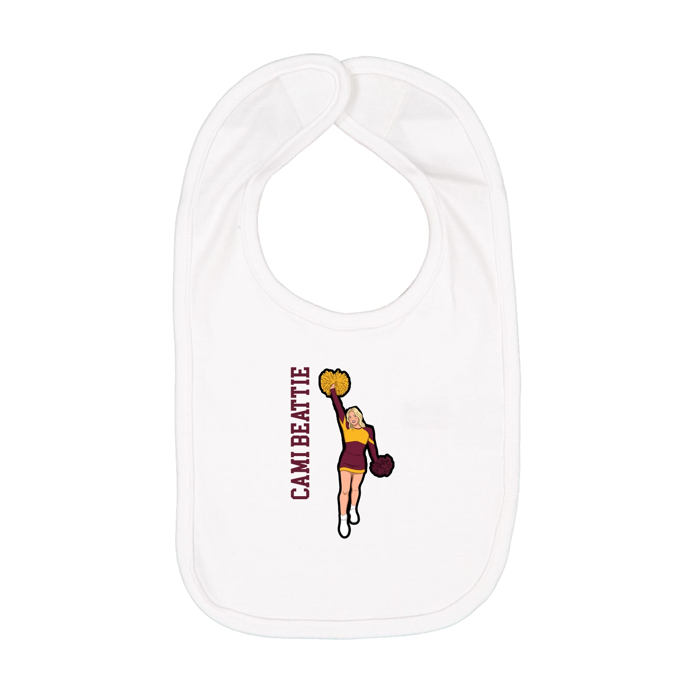 Infant Bib — Name Vertical in White