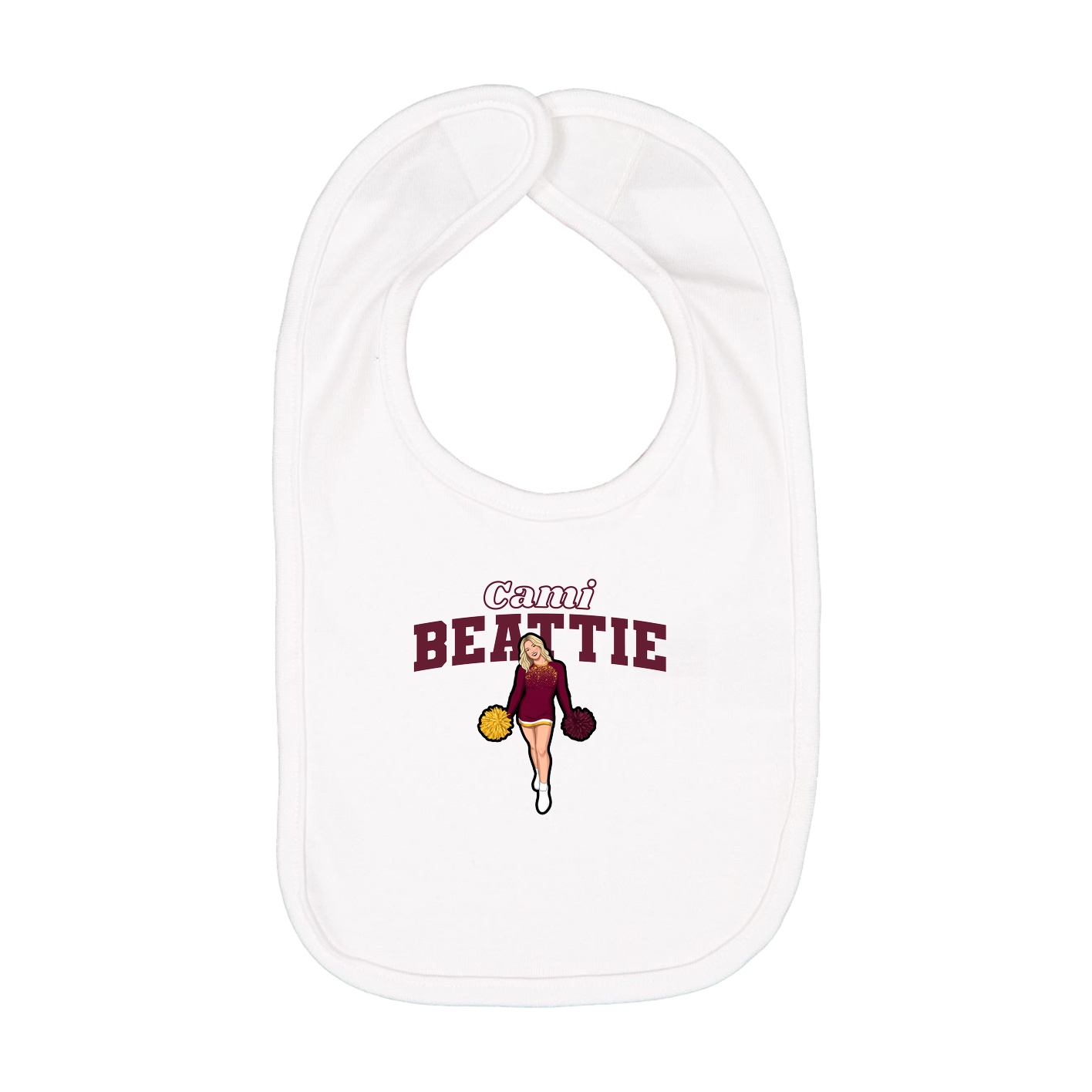Infant Bib — Name Arch in White
