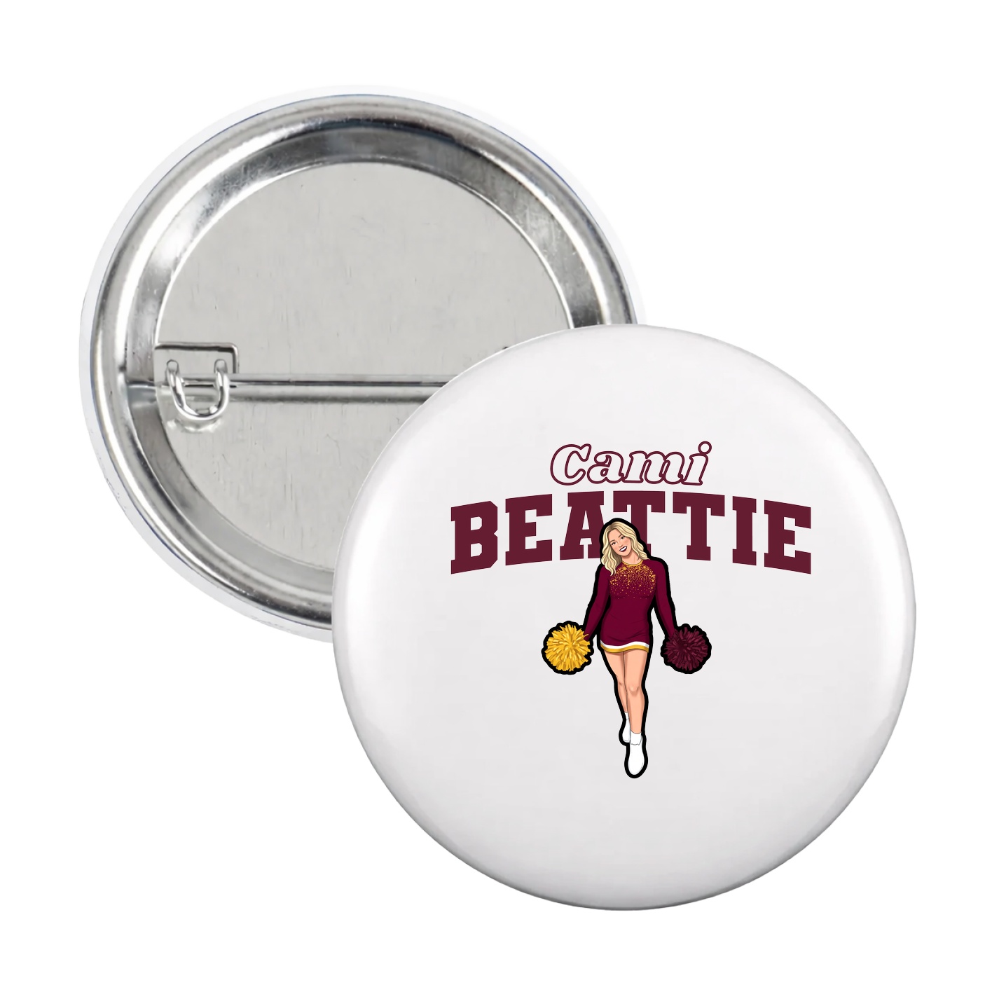 Game Day Button — Name Arch in White
