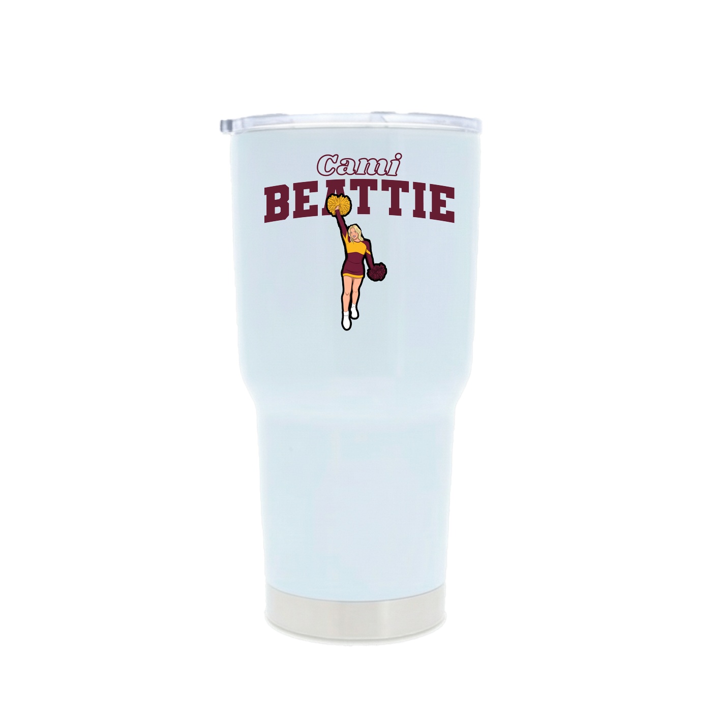30oz Stainless Steel Tumbler — Name Arch in White