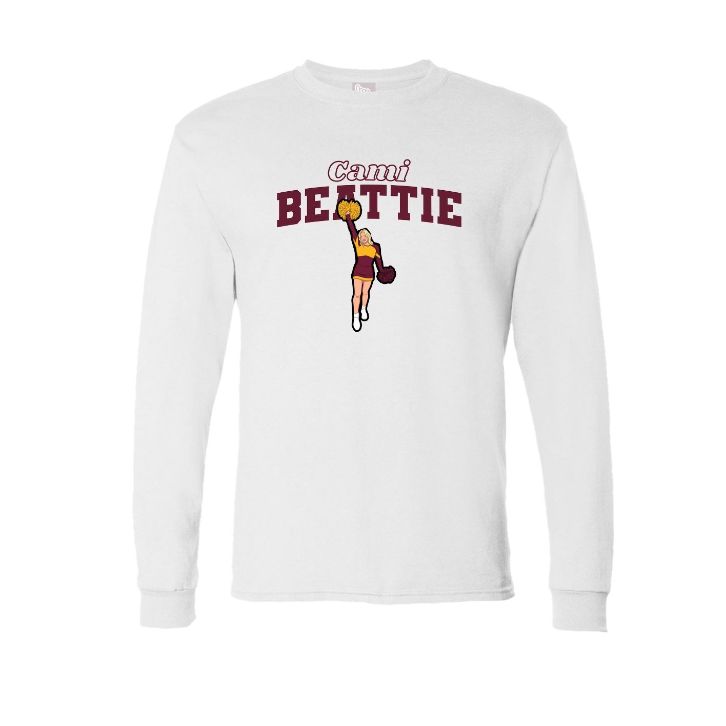 Long Sleeve Tee — Name Arch in White