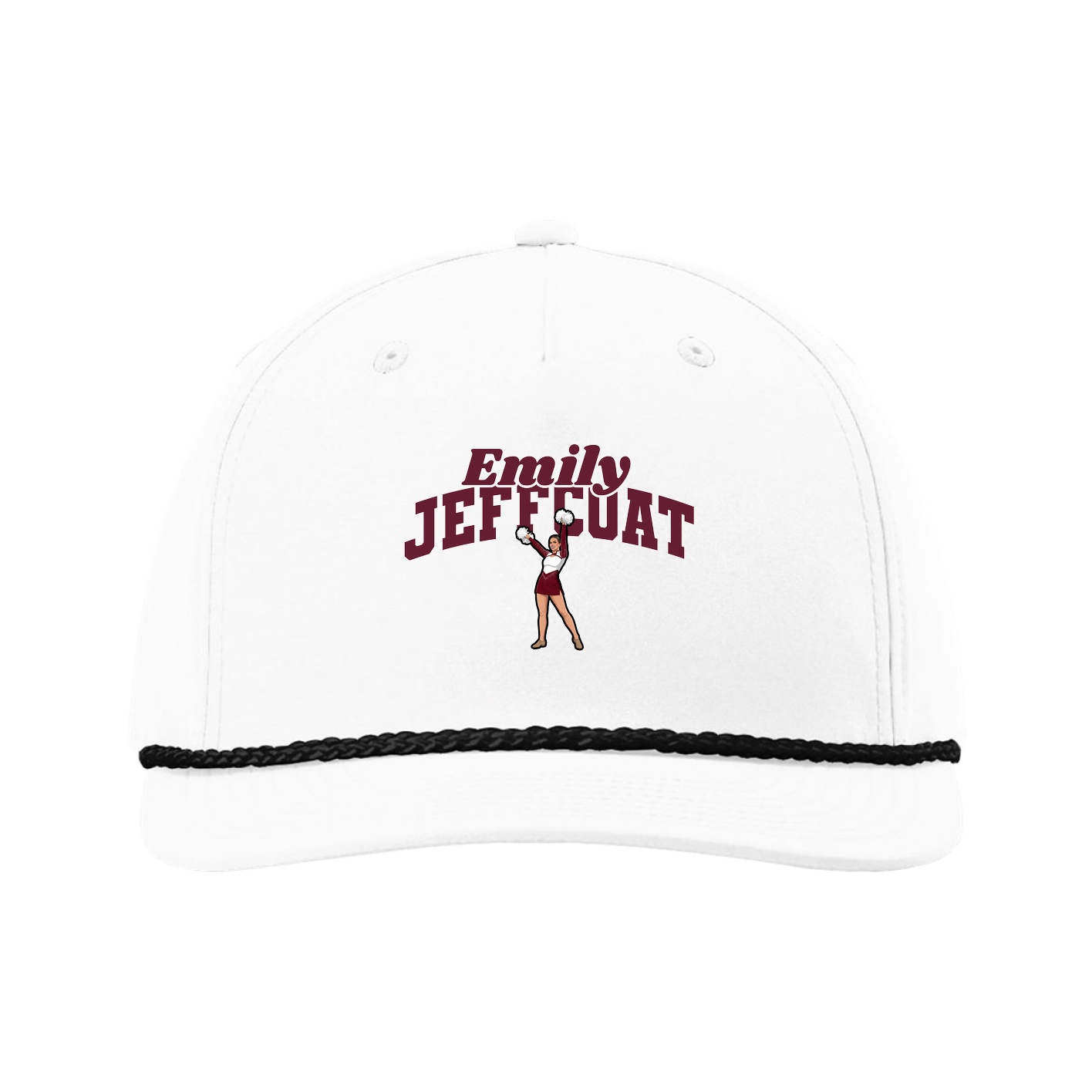 Five-Panel Classic Rope Cap — Signature Arch in White