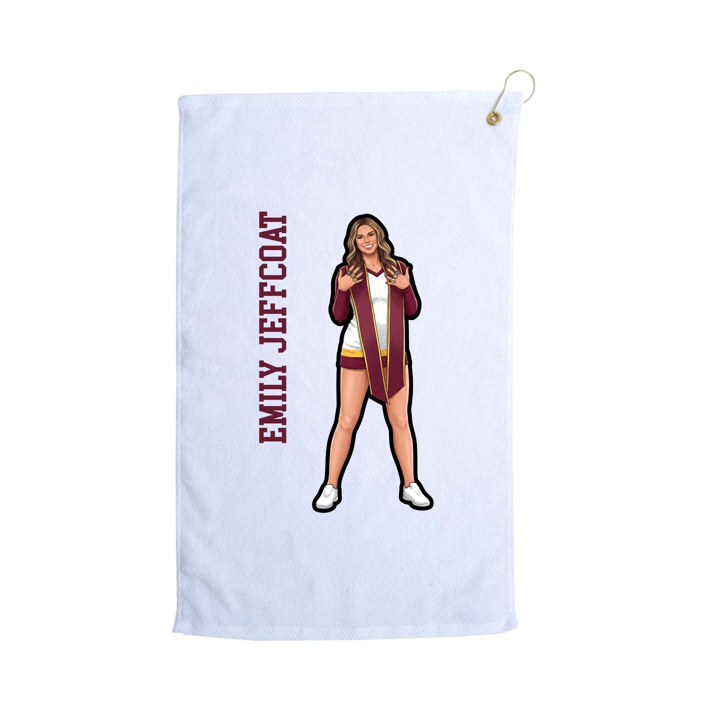Golf Towel — Name Vertical in White
