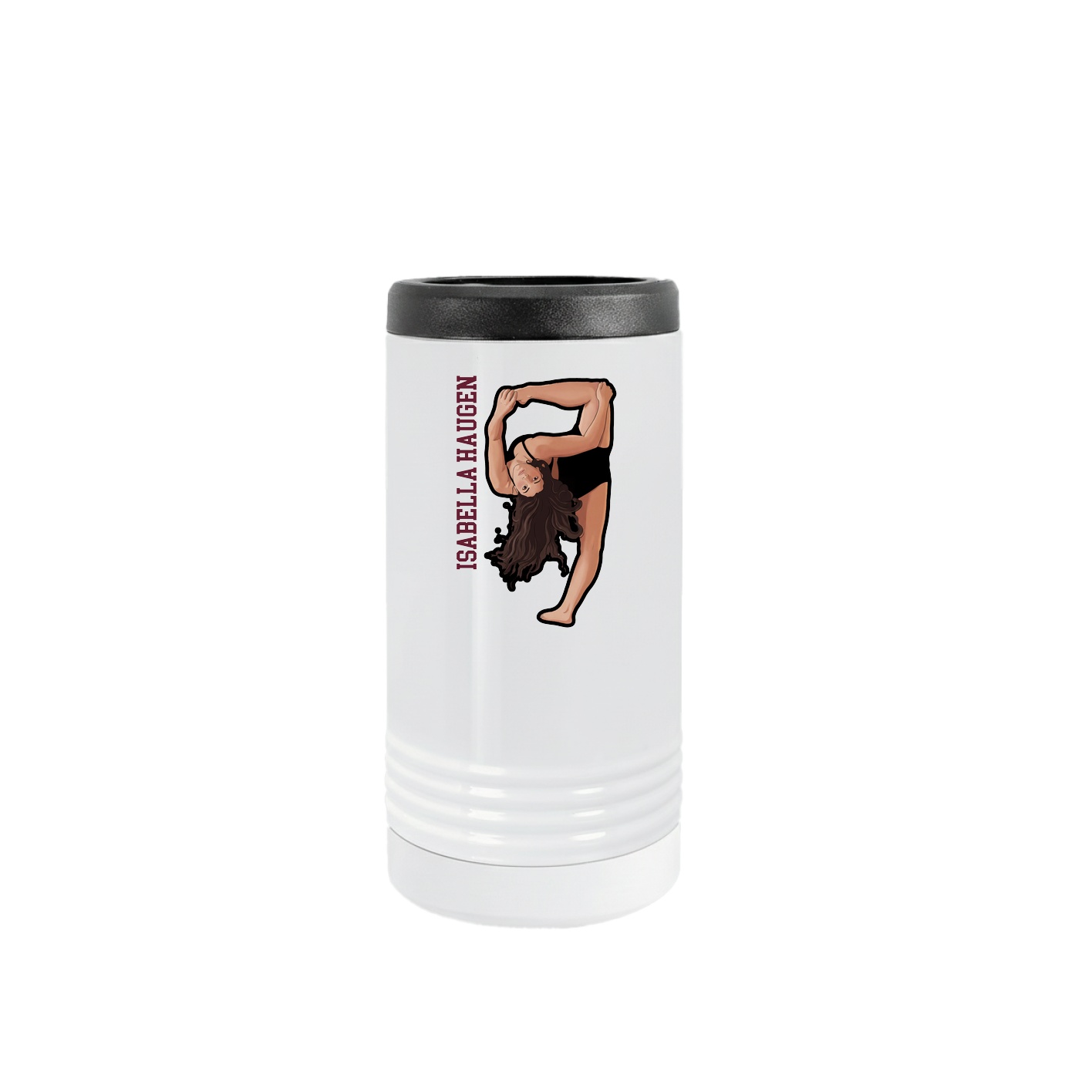 Slim Beverage Holder — Name Vertical in White