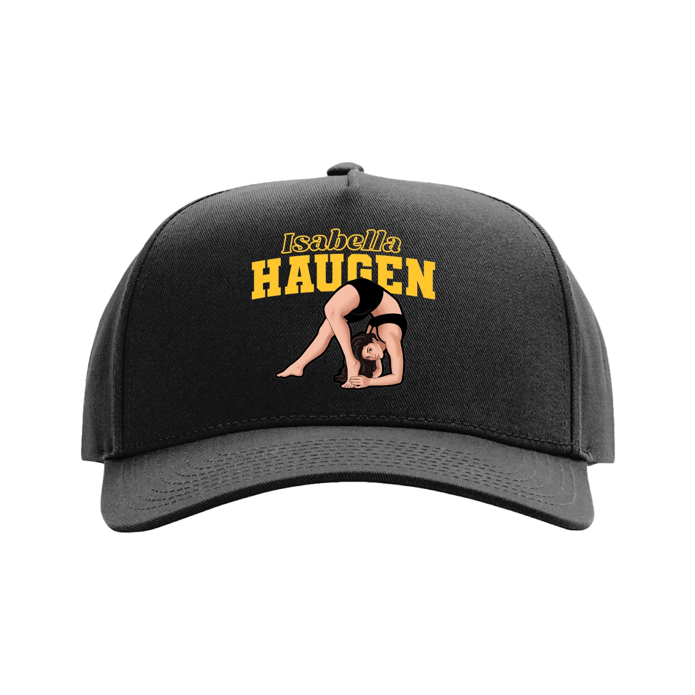 Full Fabric Five-Panel Champ Cap — Name Arch in Black