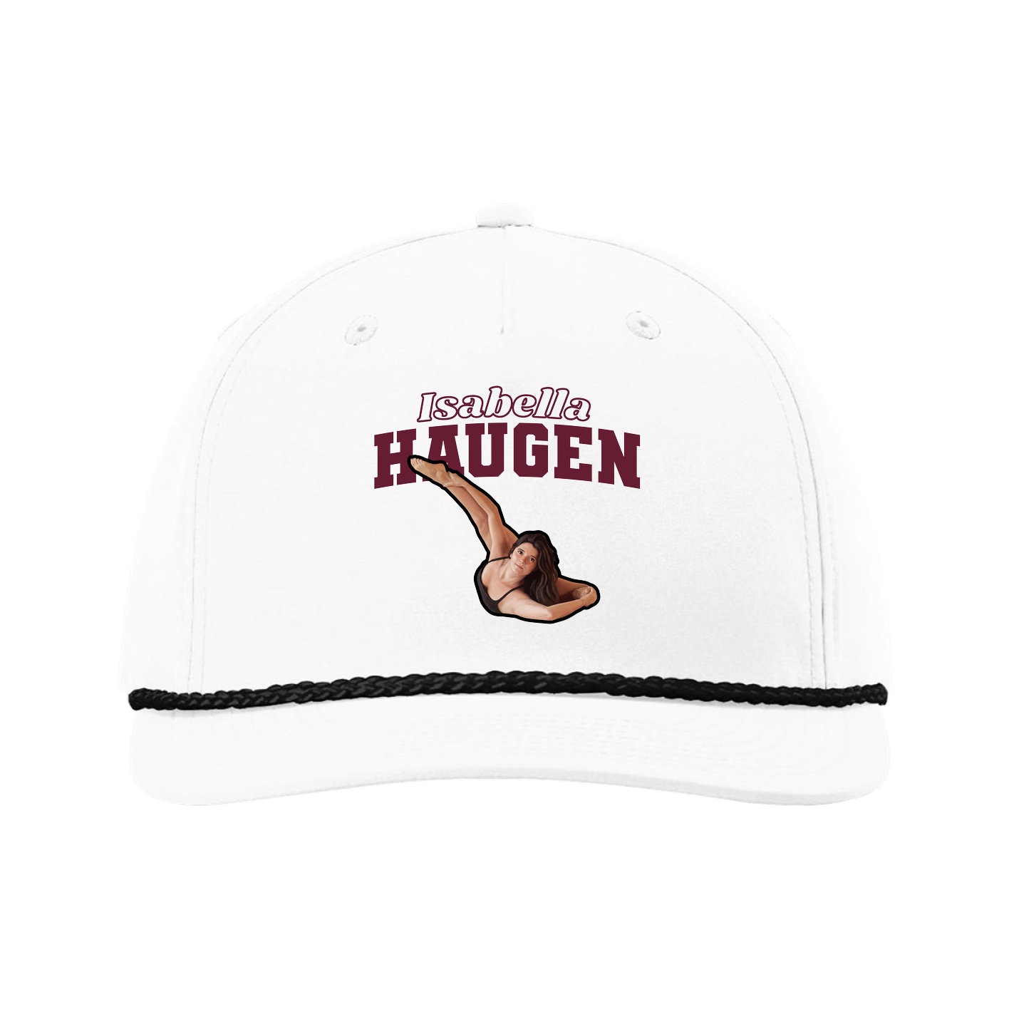Five-Panel Classic Rope Cap — Name Arch in White