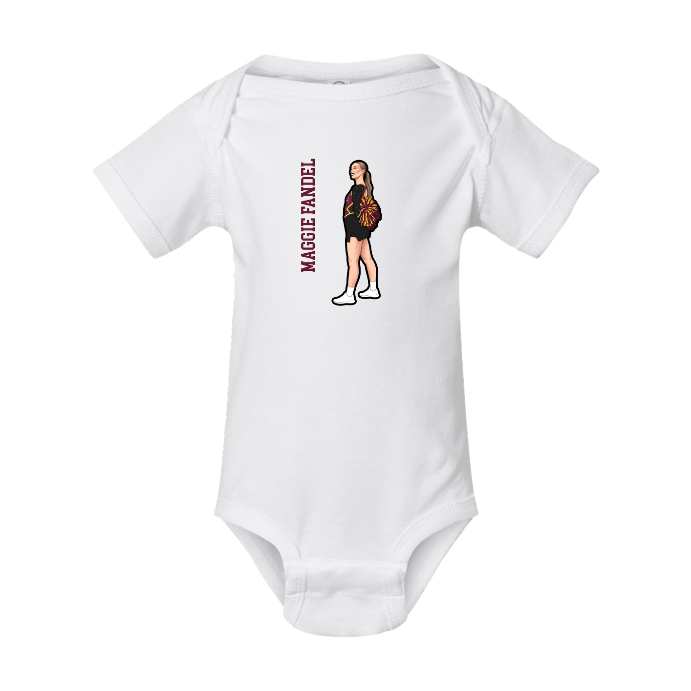 Baby Onesie — Name Vertical in White