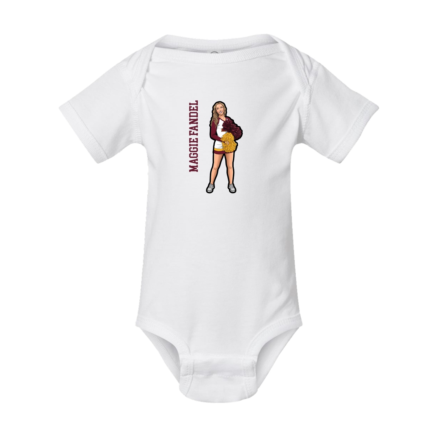 Baby Onesie — Name Vertical in White