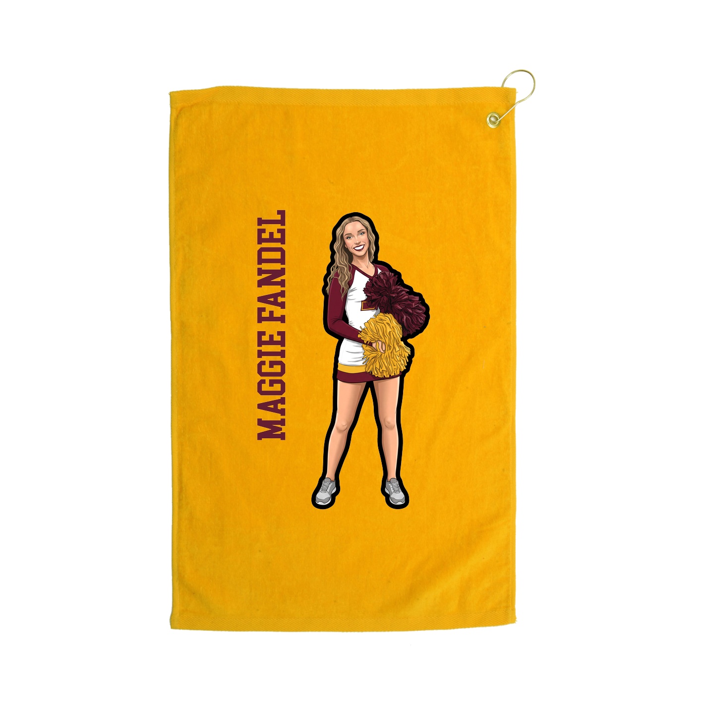 Golf Towel — Name Vertical in Gold