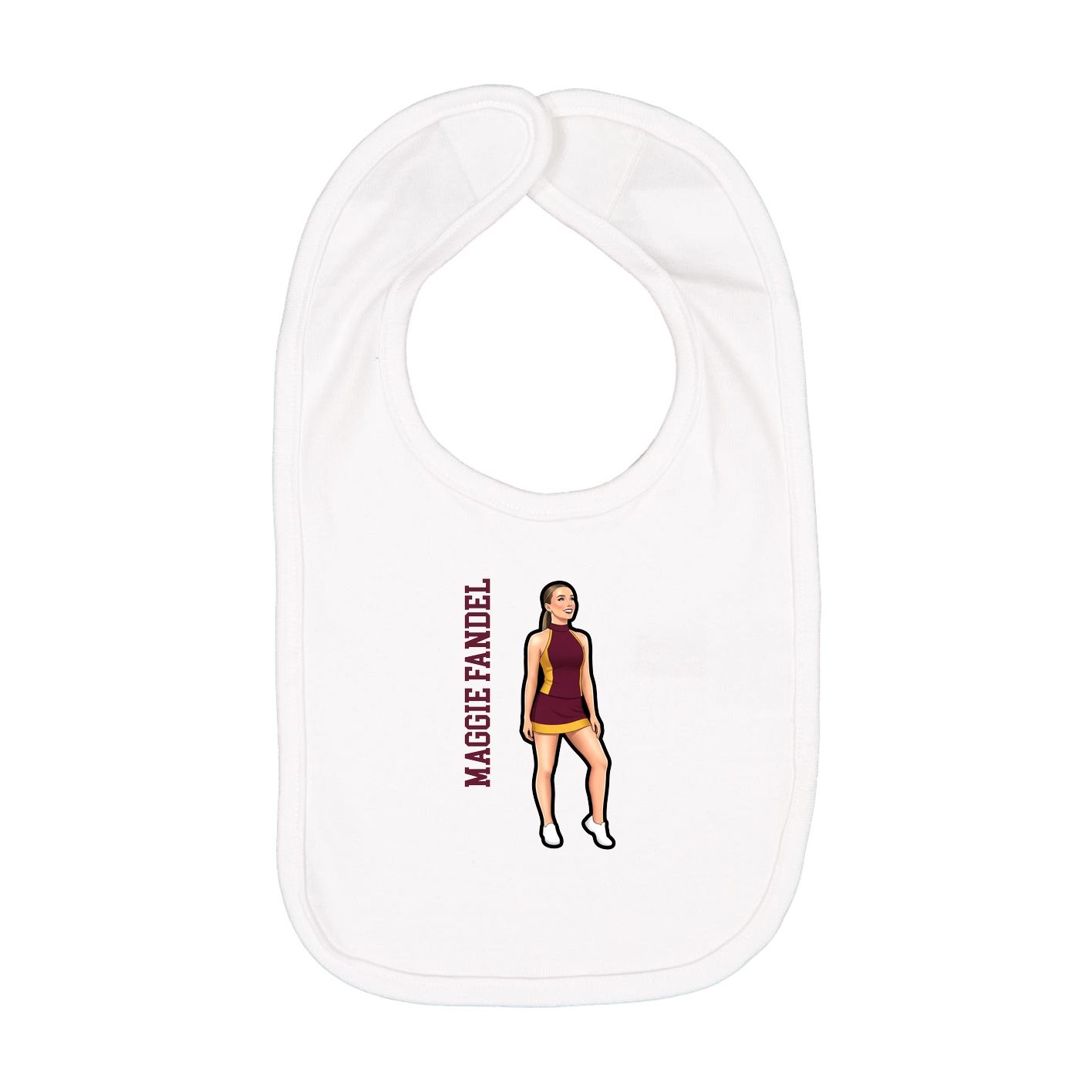 Infant Bib — Name Vertical in White