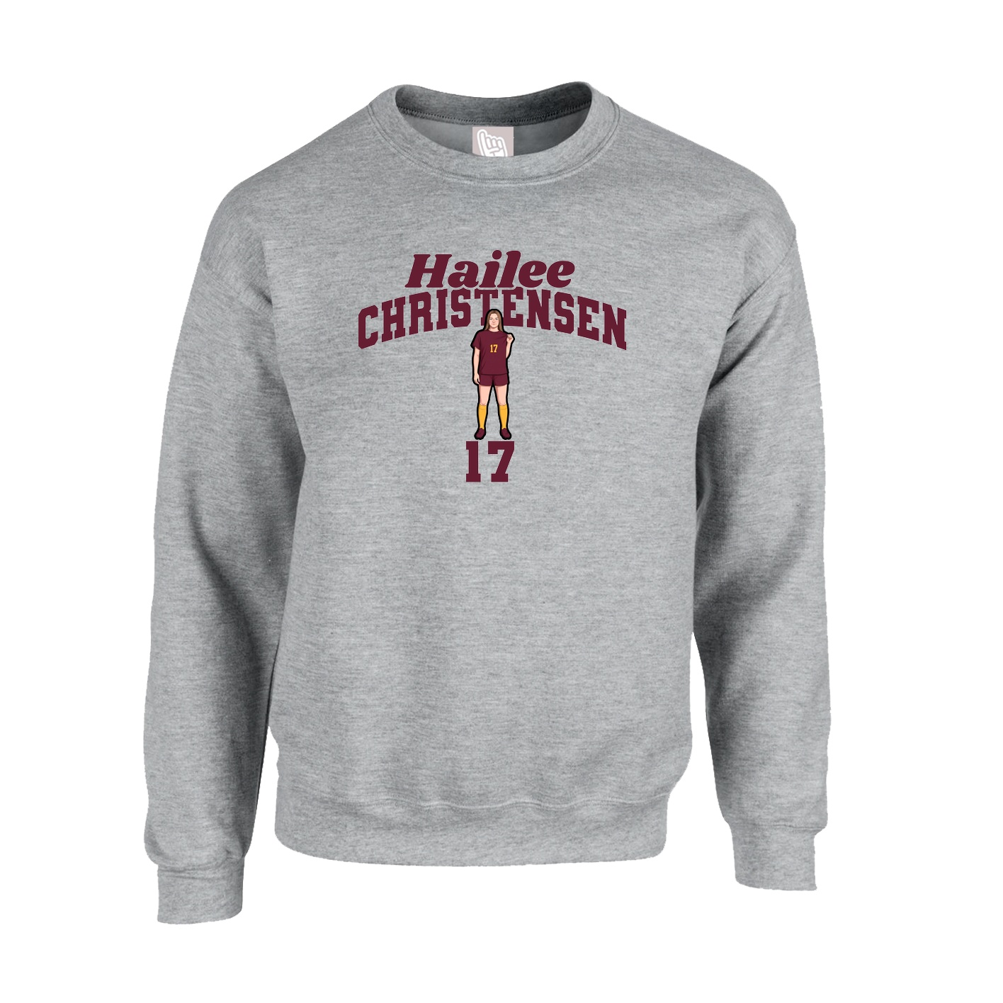 Fleece Crew — Signature Arch in Grey