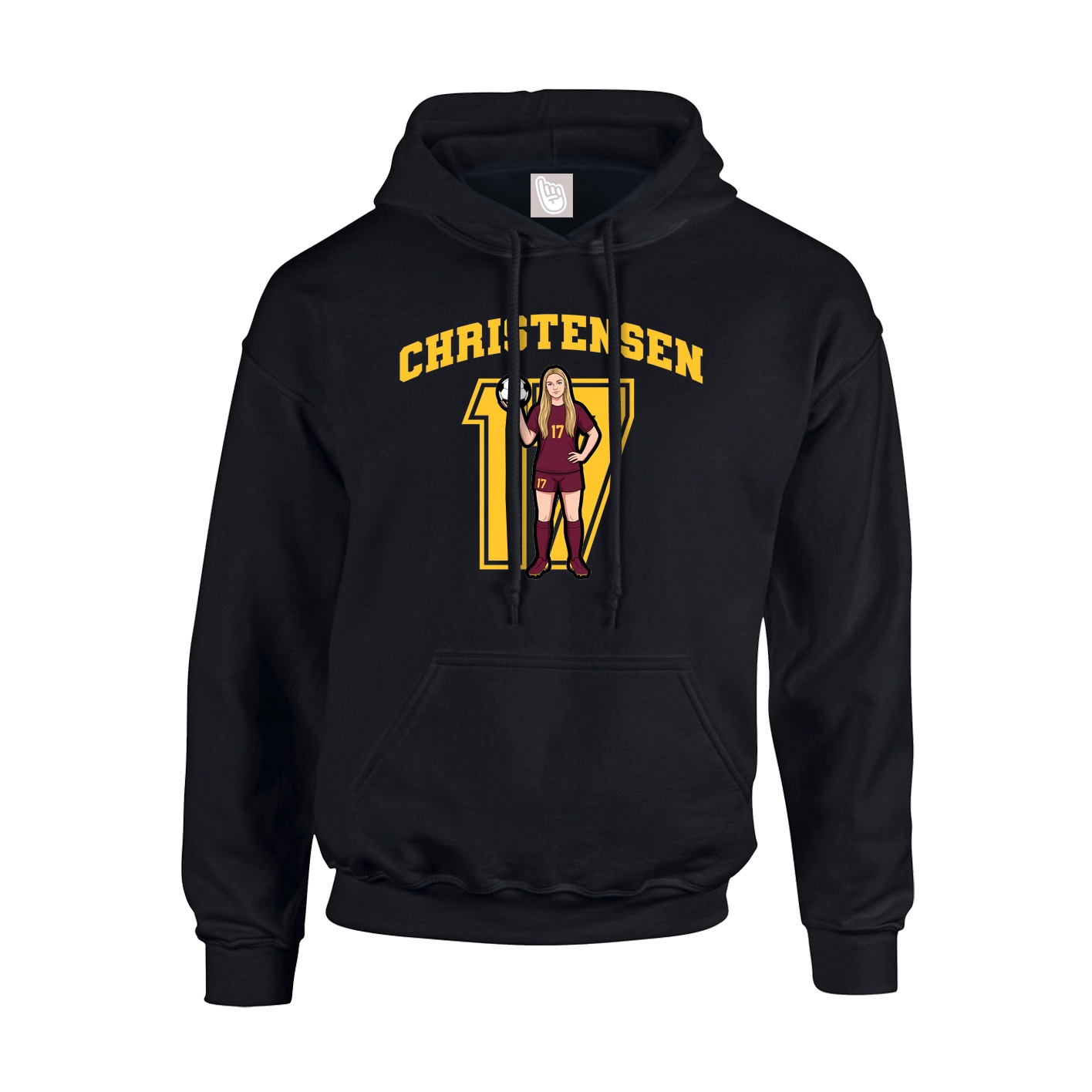 Youth Hoodie — Number in Black