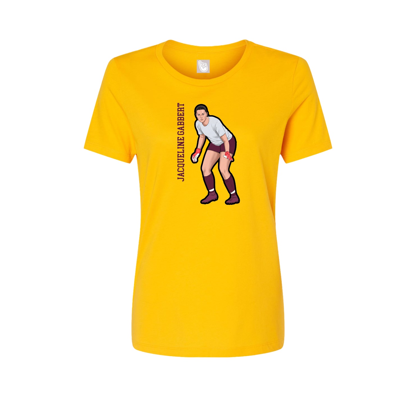 Fitted Women's Tee — Name Vertical in Gold