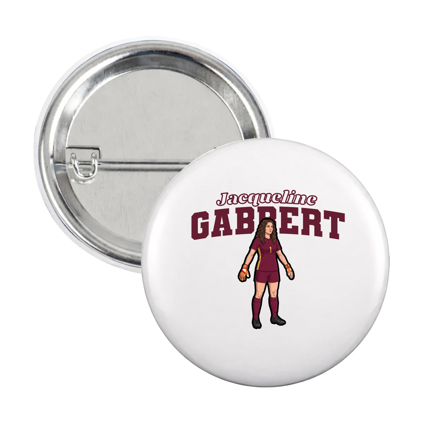 Game Day Button — Name Arch in White