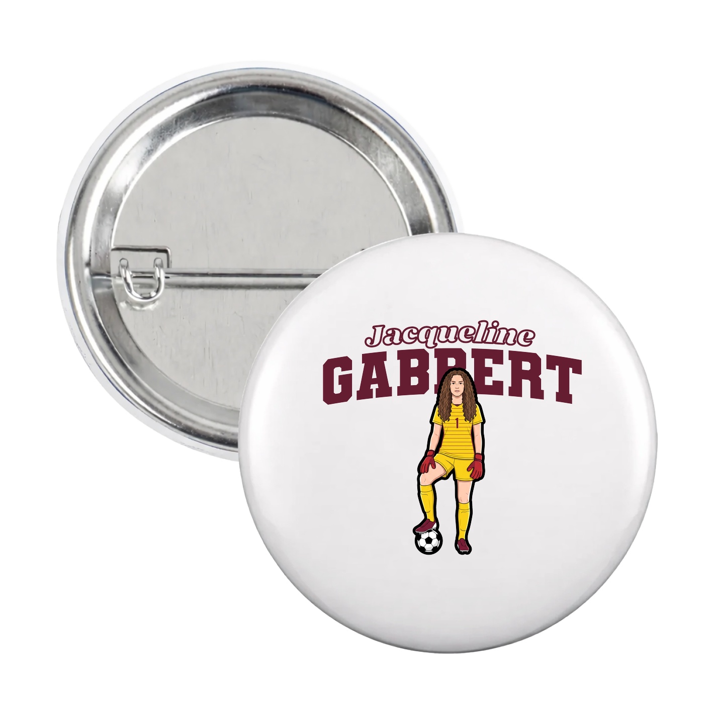 Game Day Button — Name Arch in White