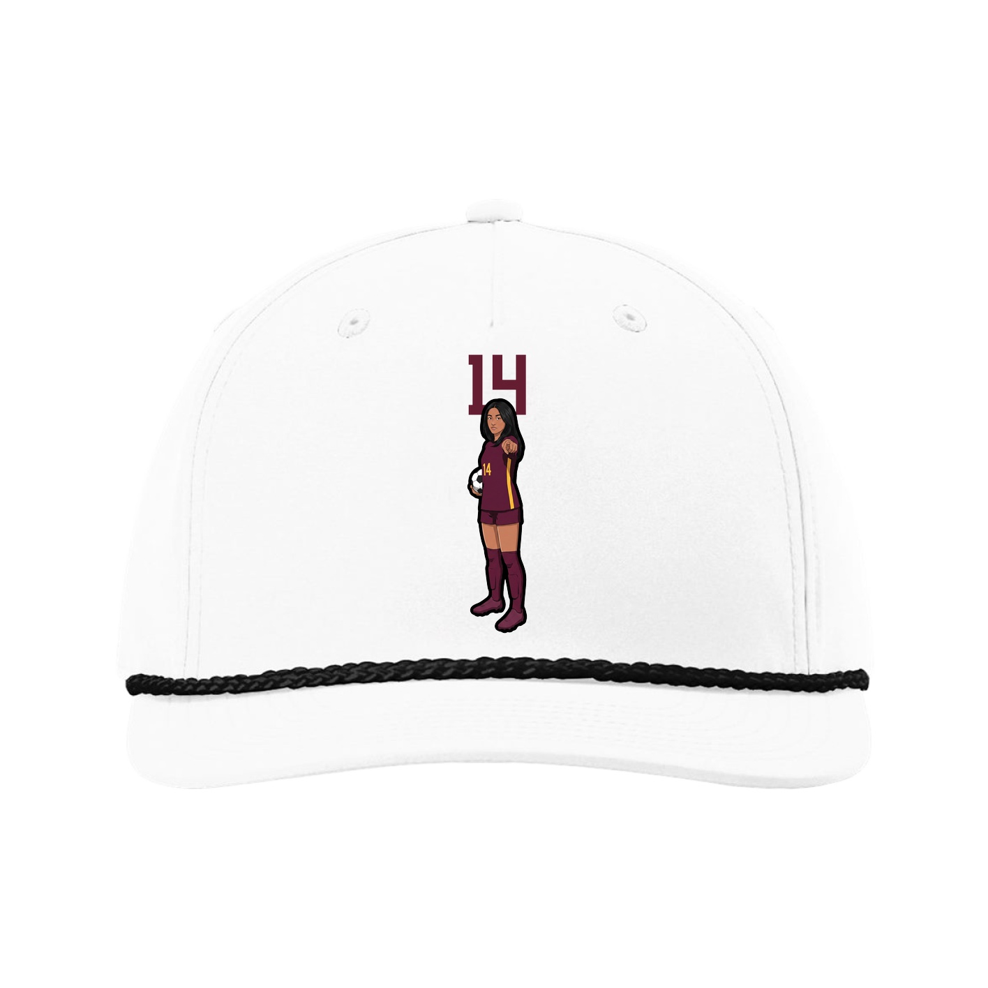 Five-Panel Classic Rope Cap — Number Top in White