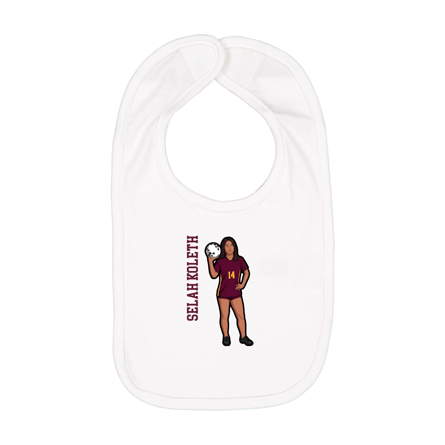 Infant Bib — Name Vertical in White