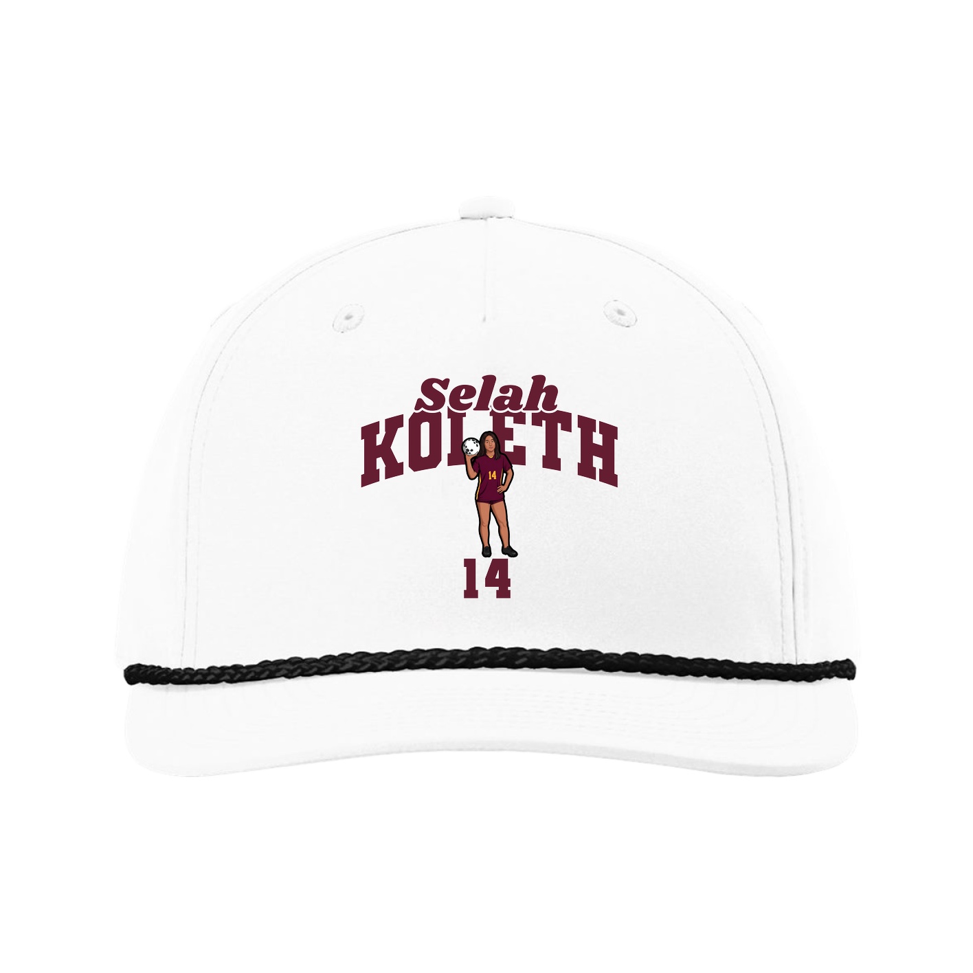 Five-Panel Classic Rope Cap — Signature Arch in White