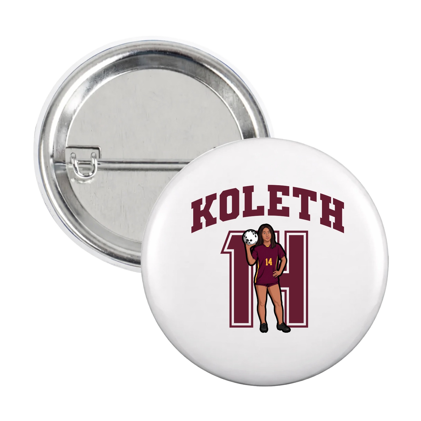Game Day Button — Number in White