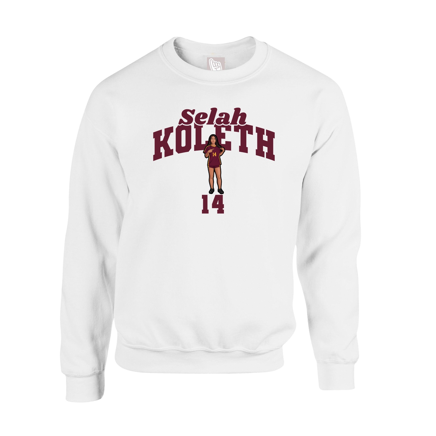 Fleece Crew — Signature Arch in White