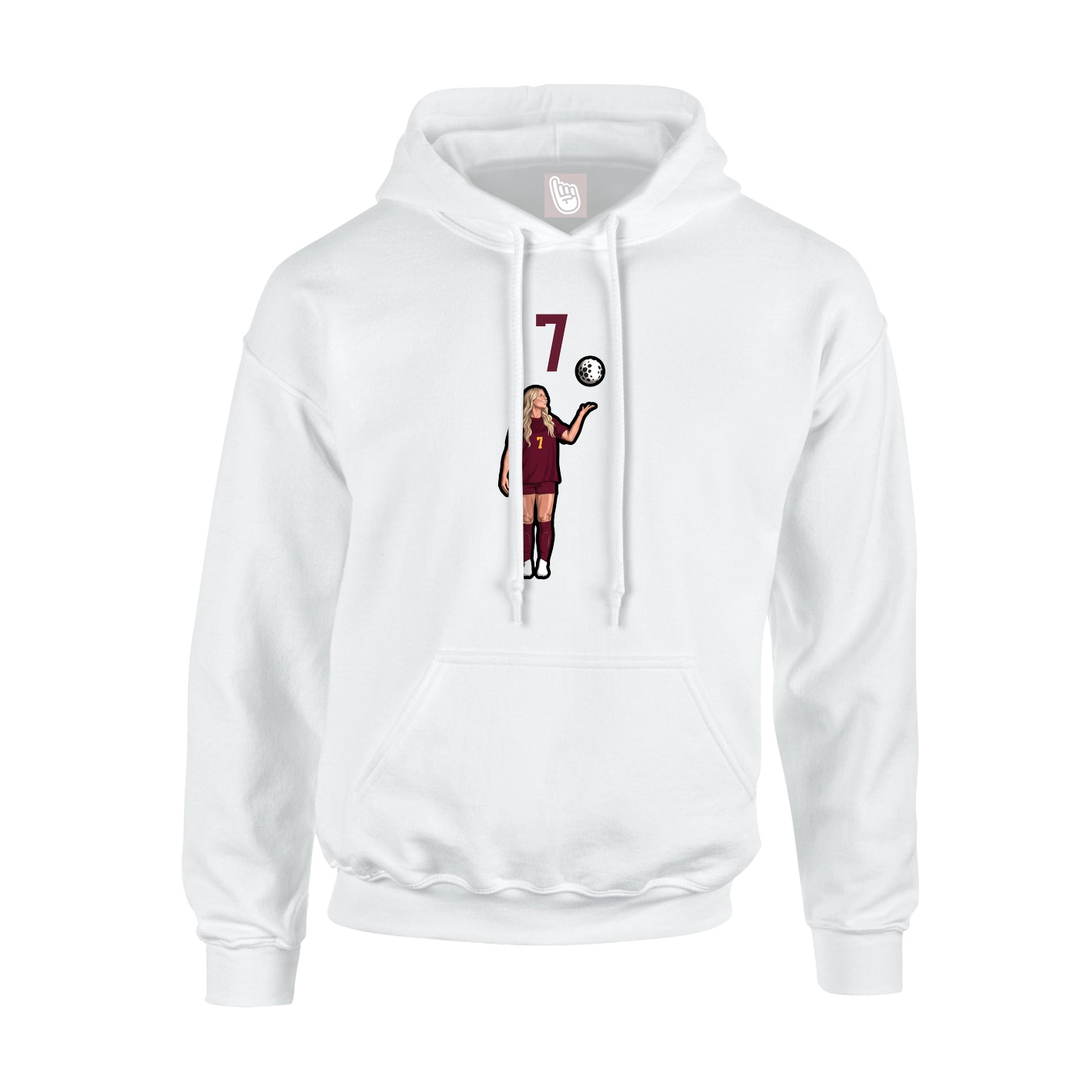 Youth Hoodie — Number Top in White