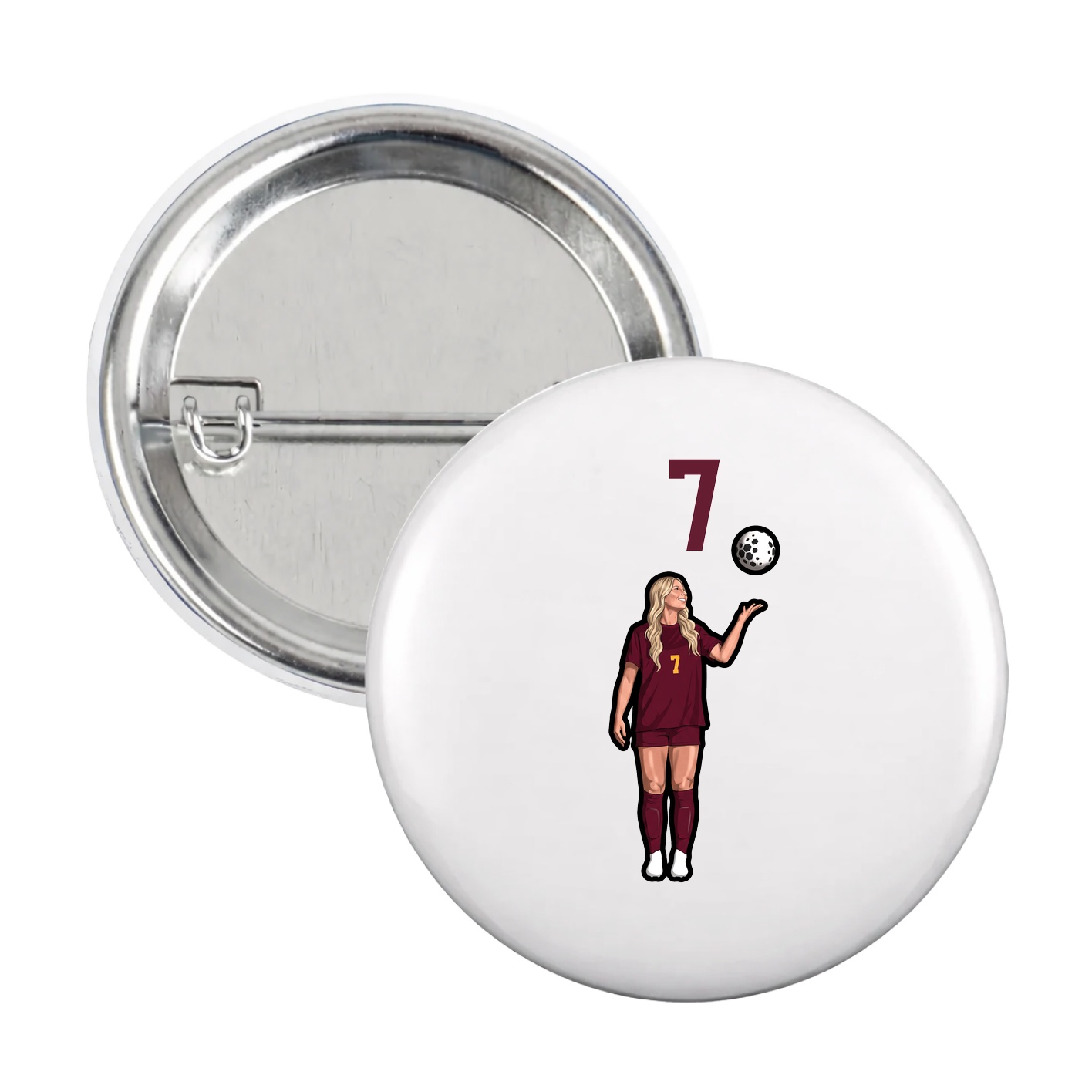 Game Day Button — Number Top in White