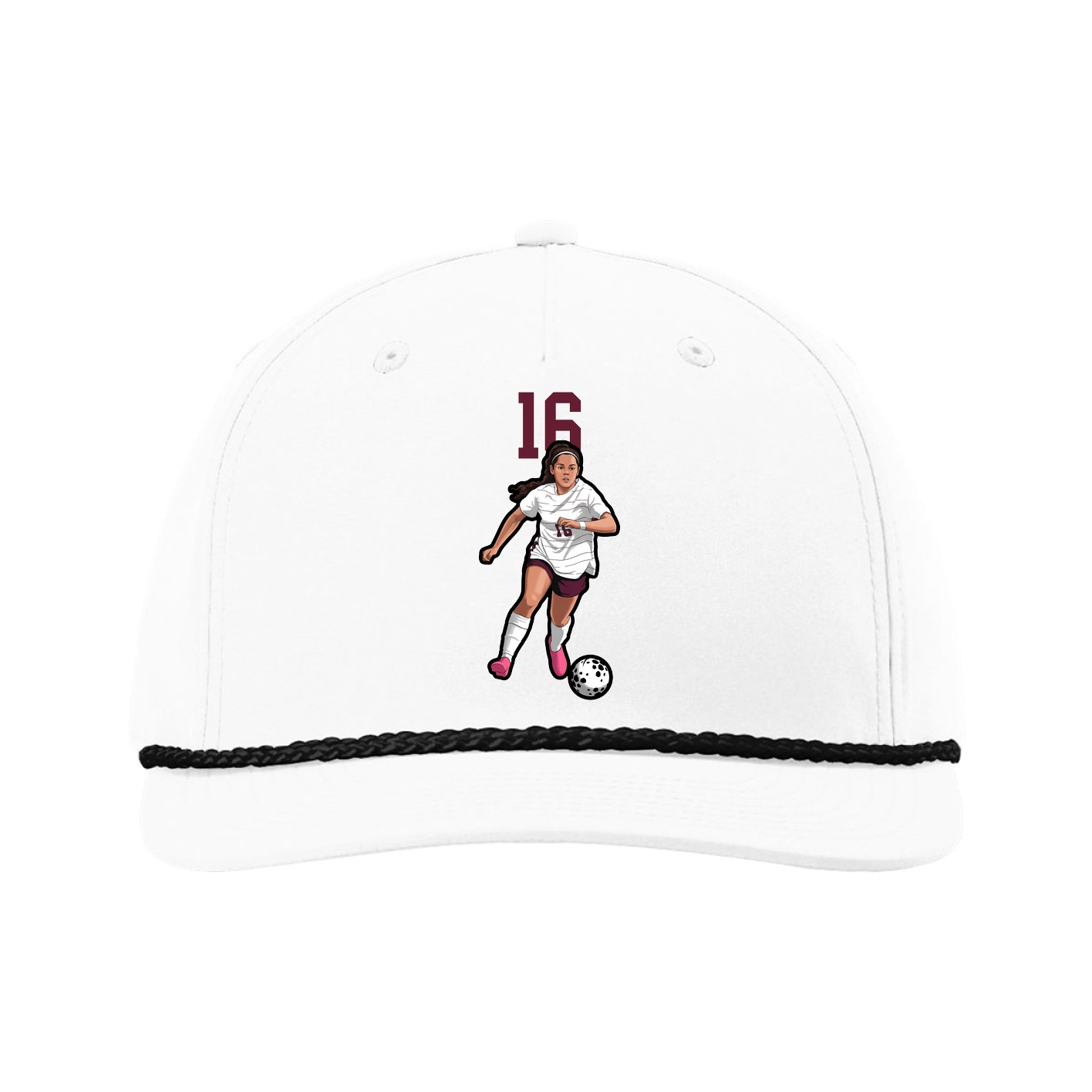 Five-Panel Classic Rope Cap — Number Top in White