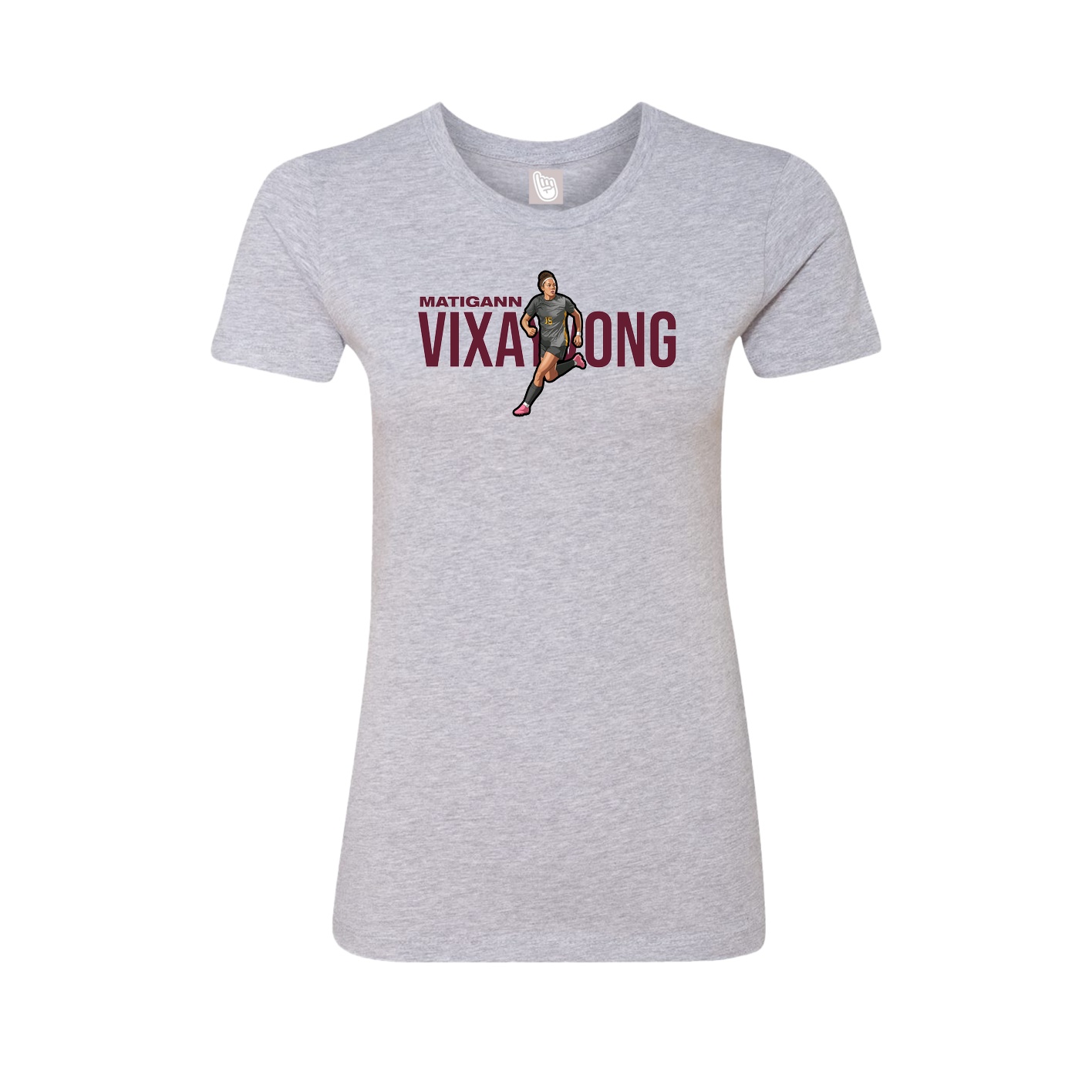 Fitted Women's Tee — Player Name in Grey