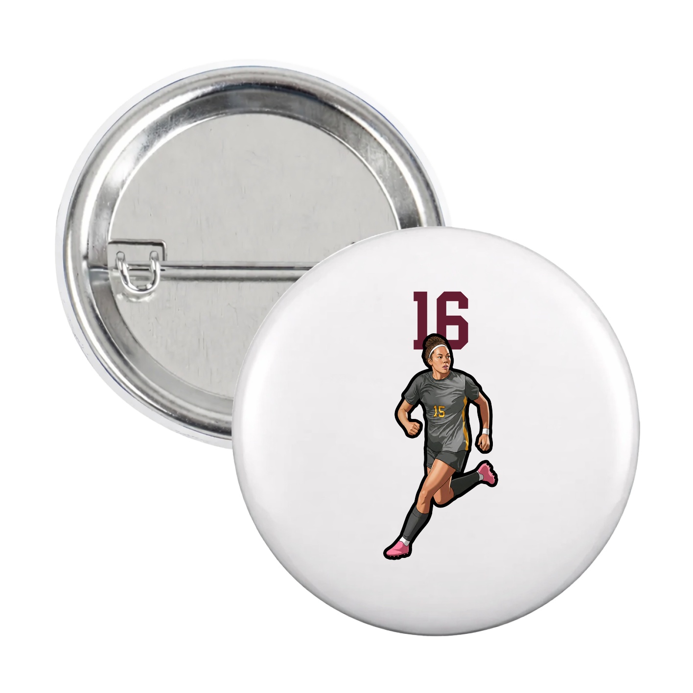 Game Day Button — Number Top in White