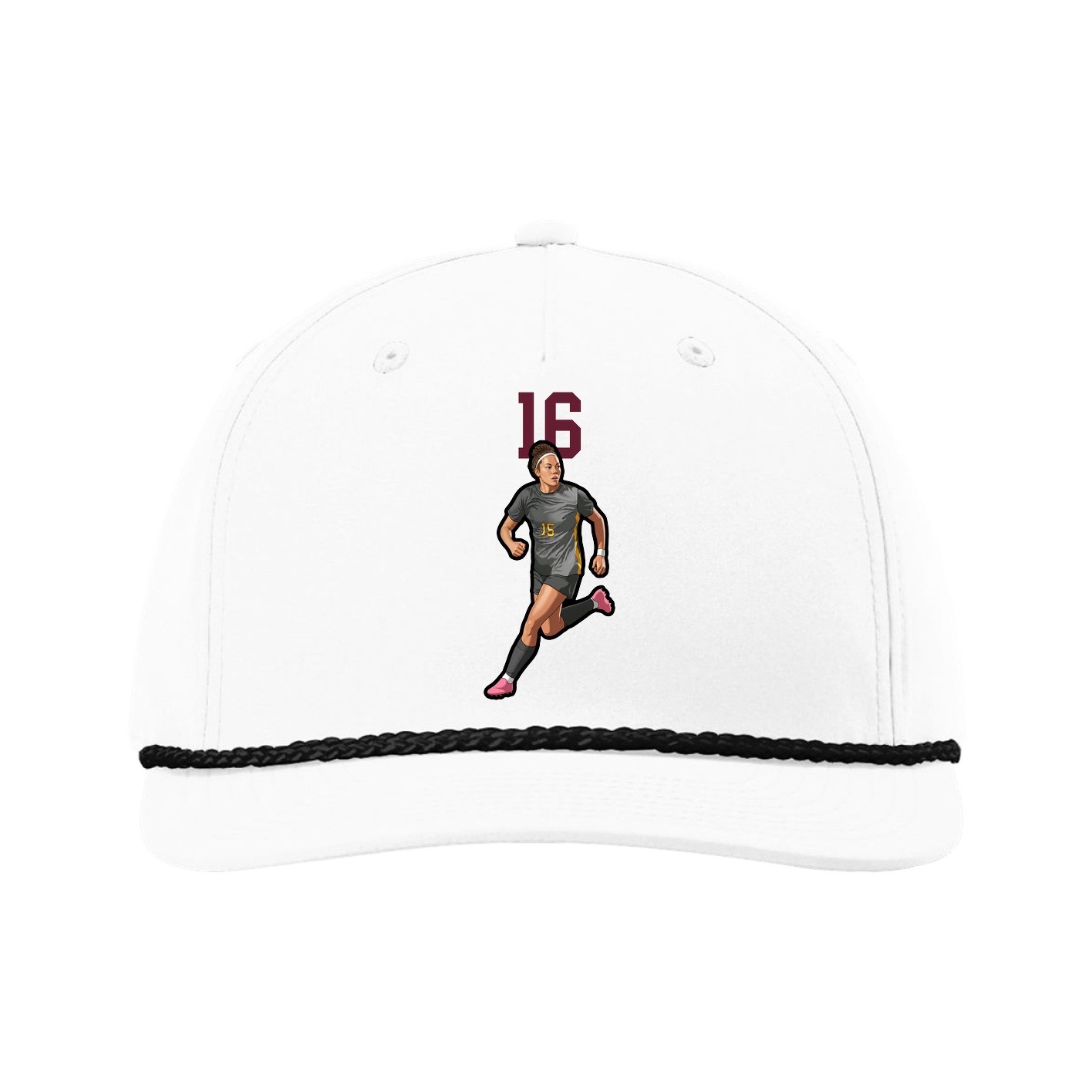 Five-Panel Classic Rope Cap — Number Top in White