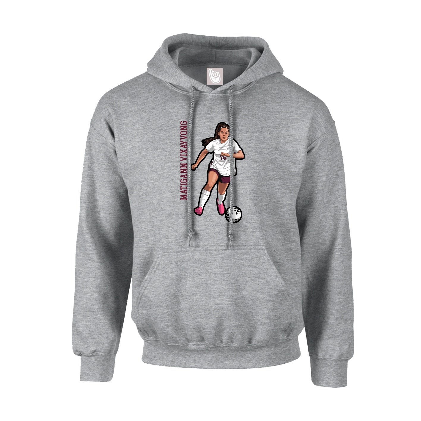 Youth Hoodie — Name Vertical in Grey