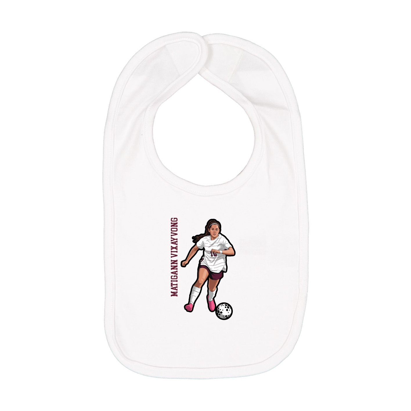 Infant Bib — Name Vertical in White