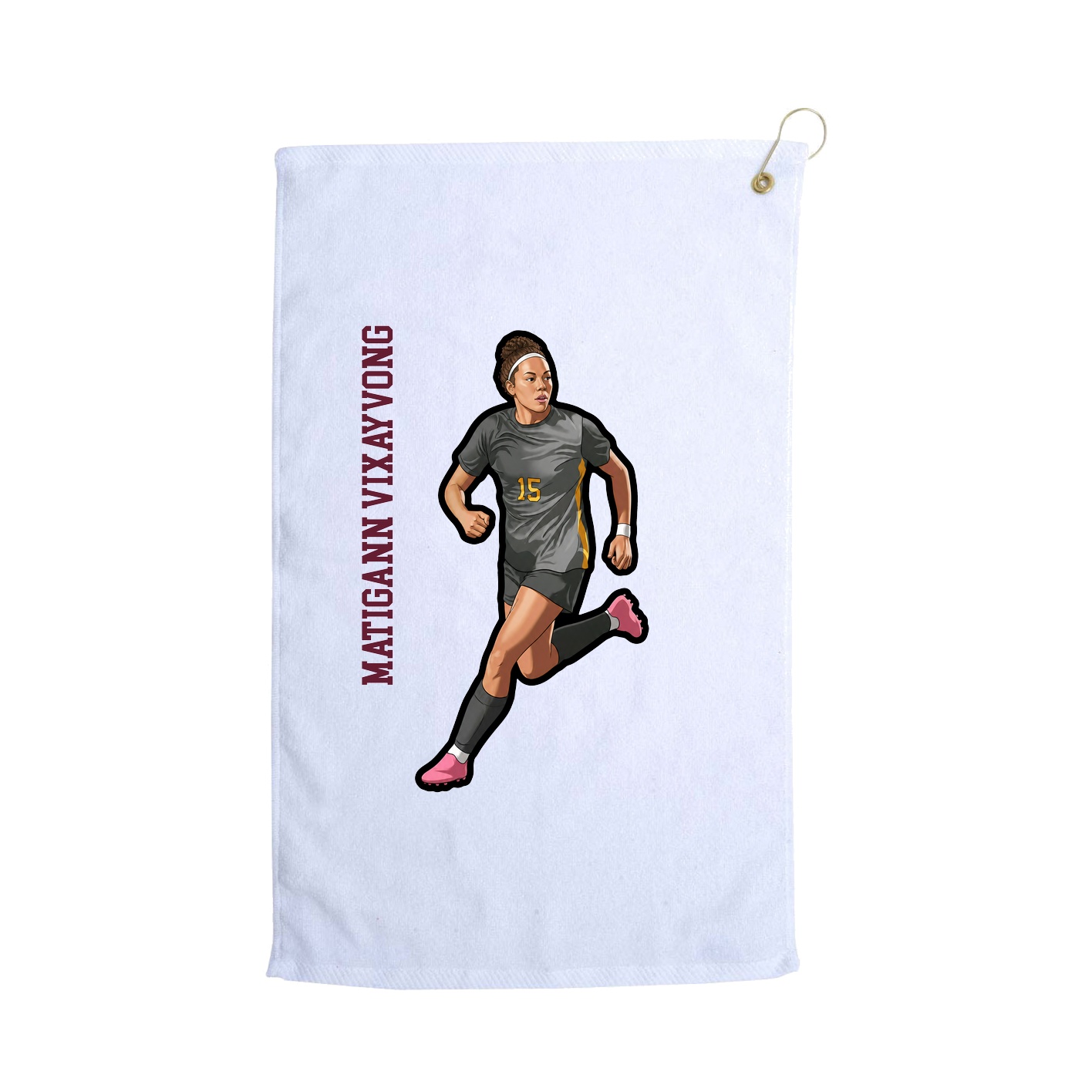 Golf Towel — Name Vertical in White