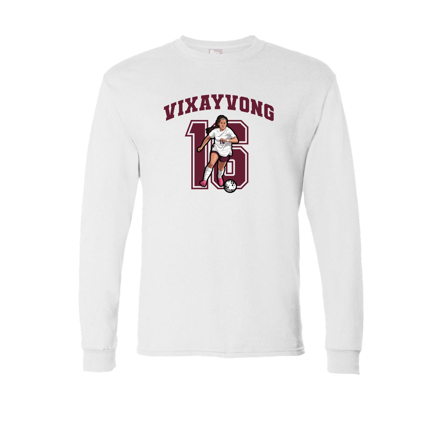 Long Sleeve Tee — Number in White