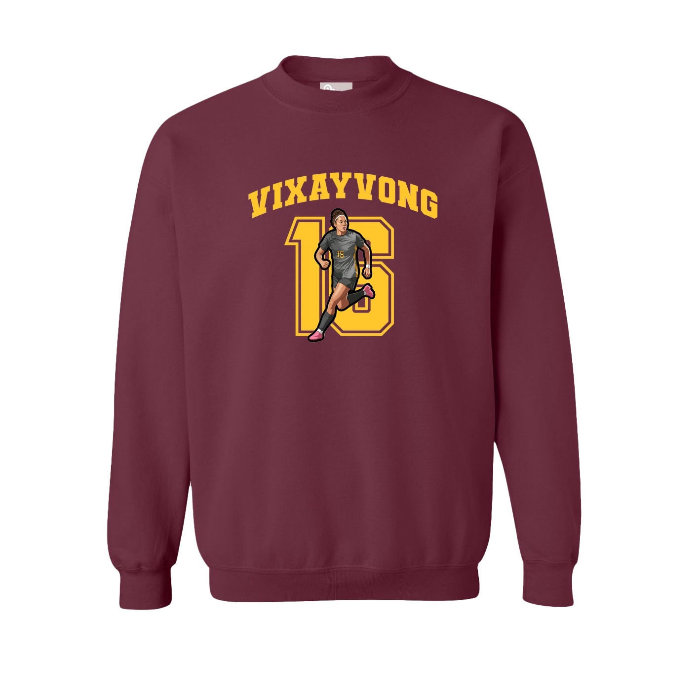 Fleece Crew — Number in Maroon
