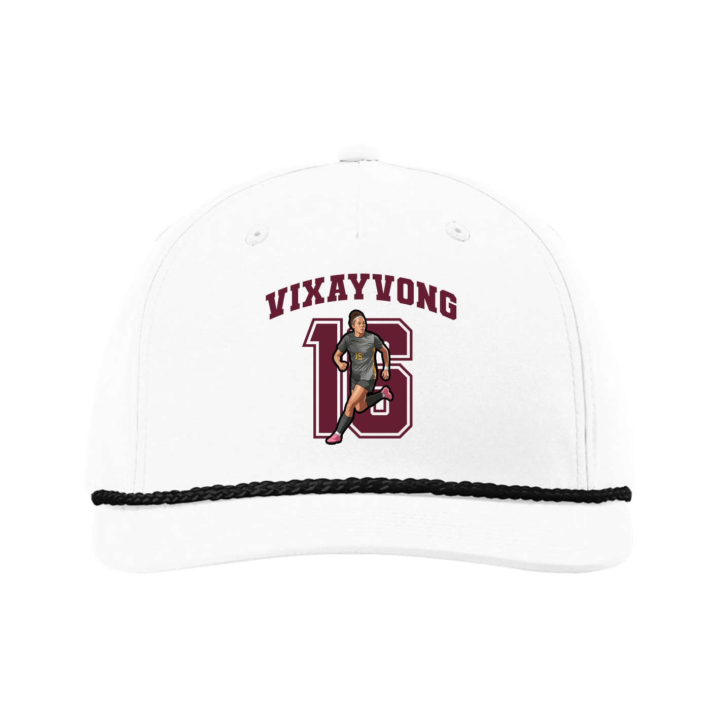 Five-Panel Classic Rope Cap — Number in White