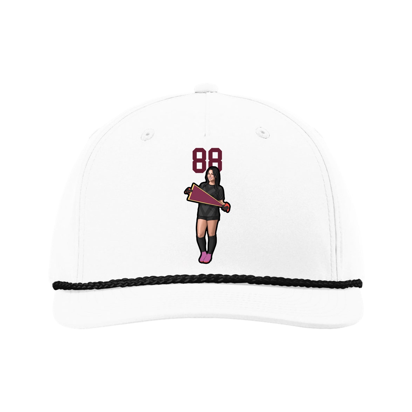 Five-Panel Classic Rope Cap — Number Top in White
