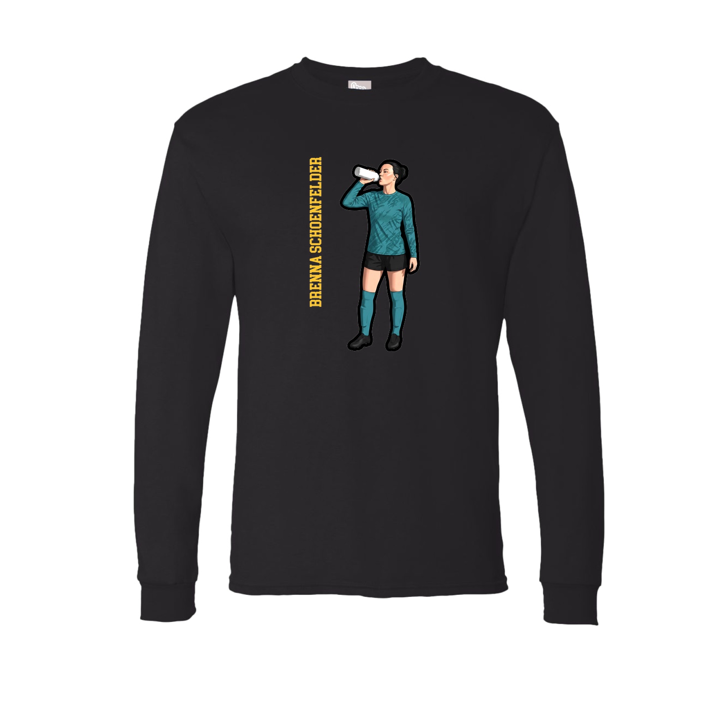 Long Sleeve Tee — Name Vertical in Black