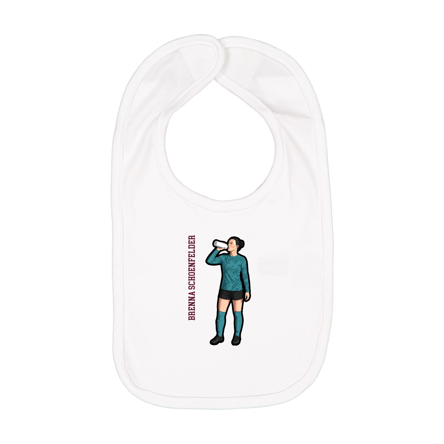 Infant Bib — Name Vertical in White