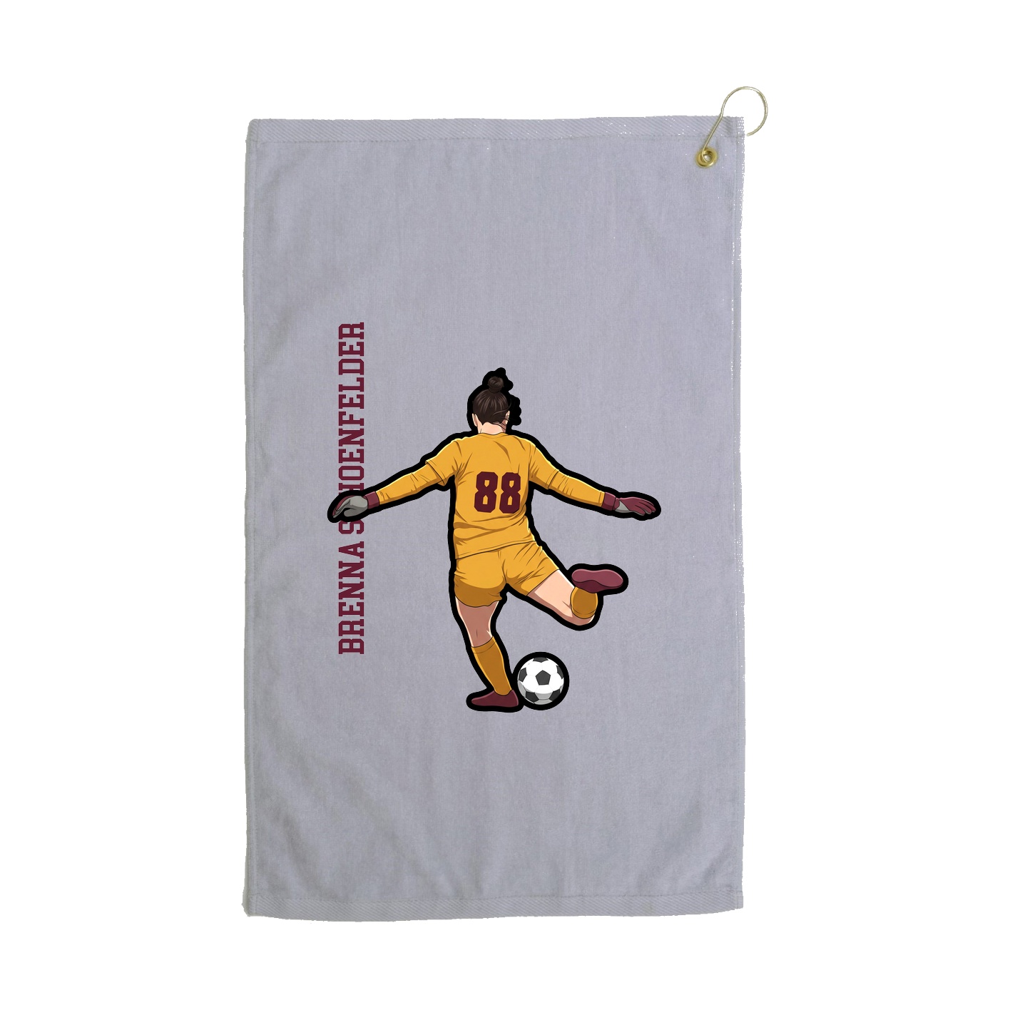 Golf Towel — Name Vertical in Grey
