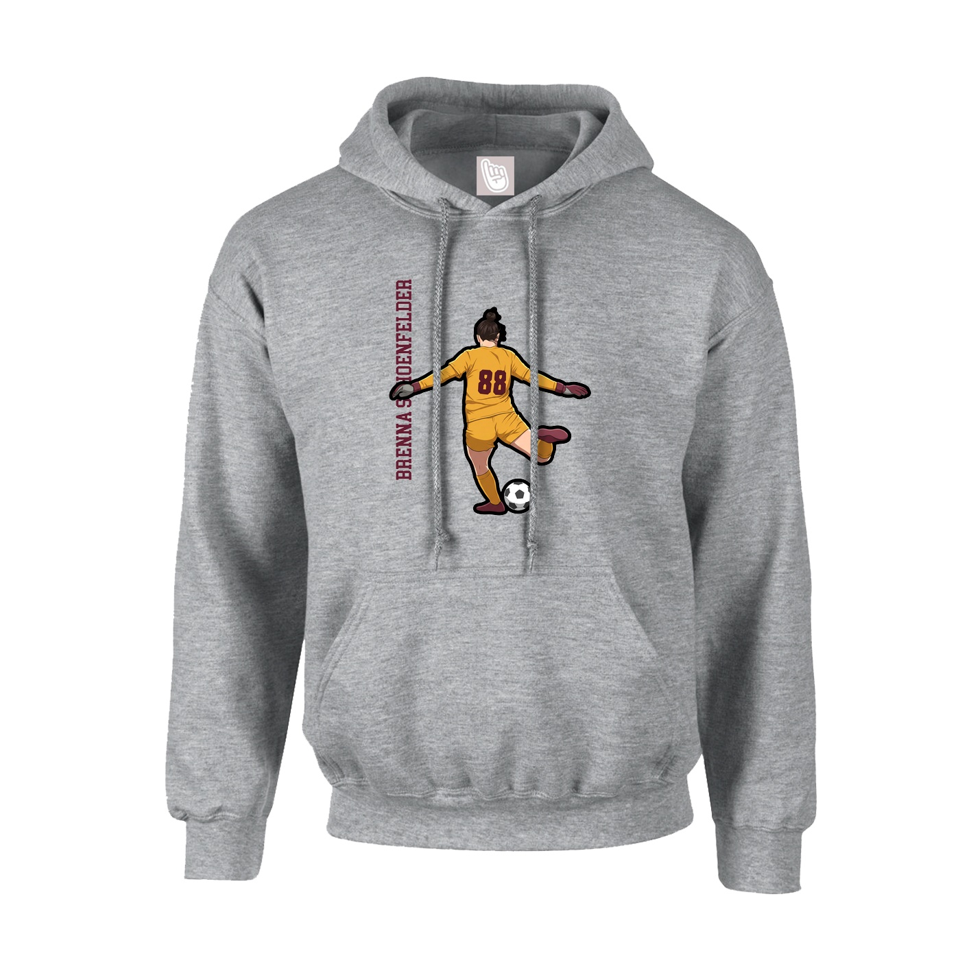 Youth Hoodie — Name Vertical in Grey