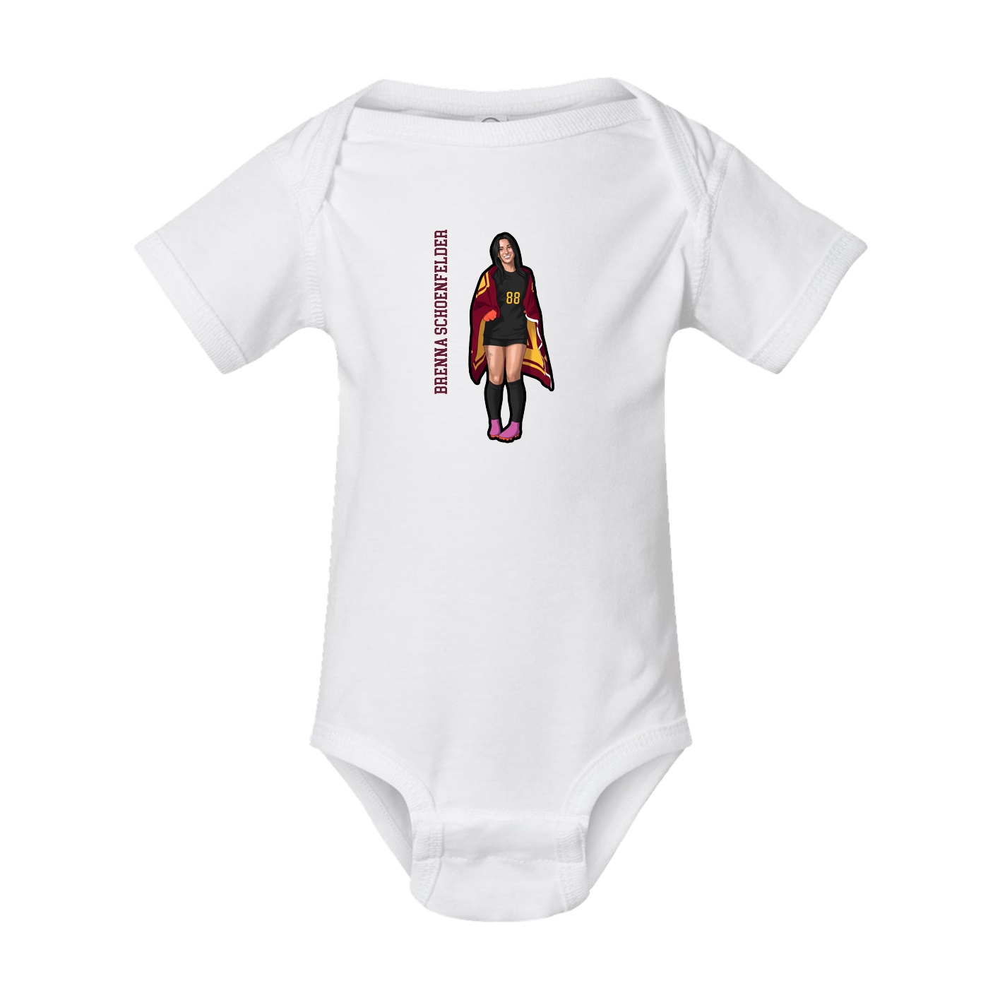 Baby Onesie — Name Vertical in White