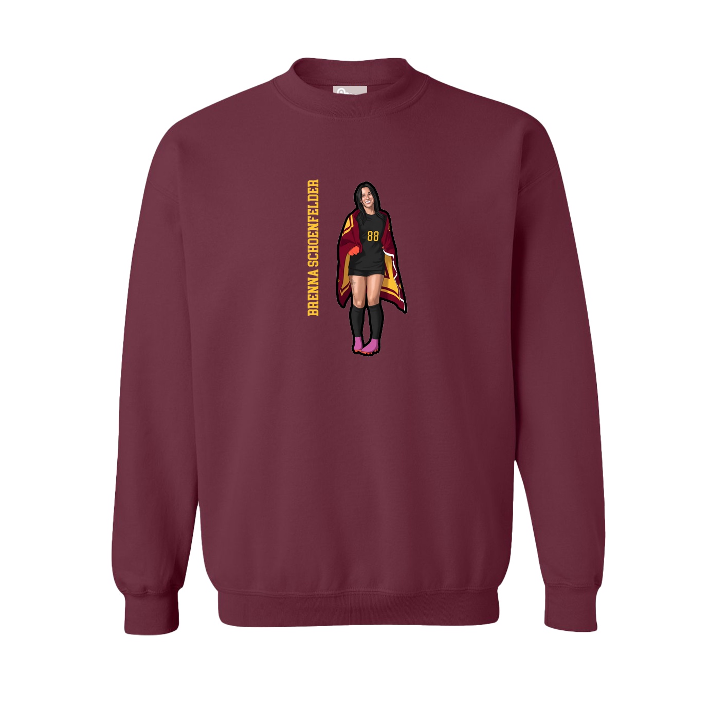 Fleece Crew — Name Vertical in Maroon