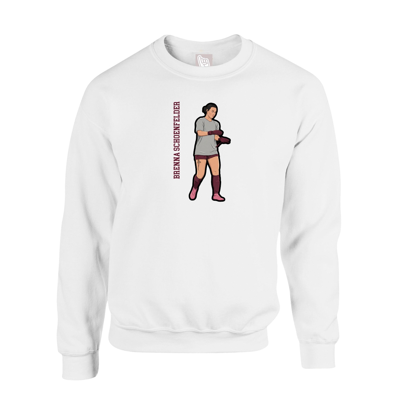 Fleece Crew — Name Vertical in White