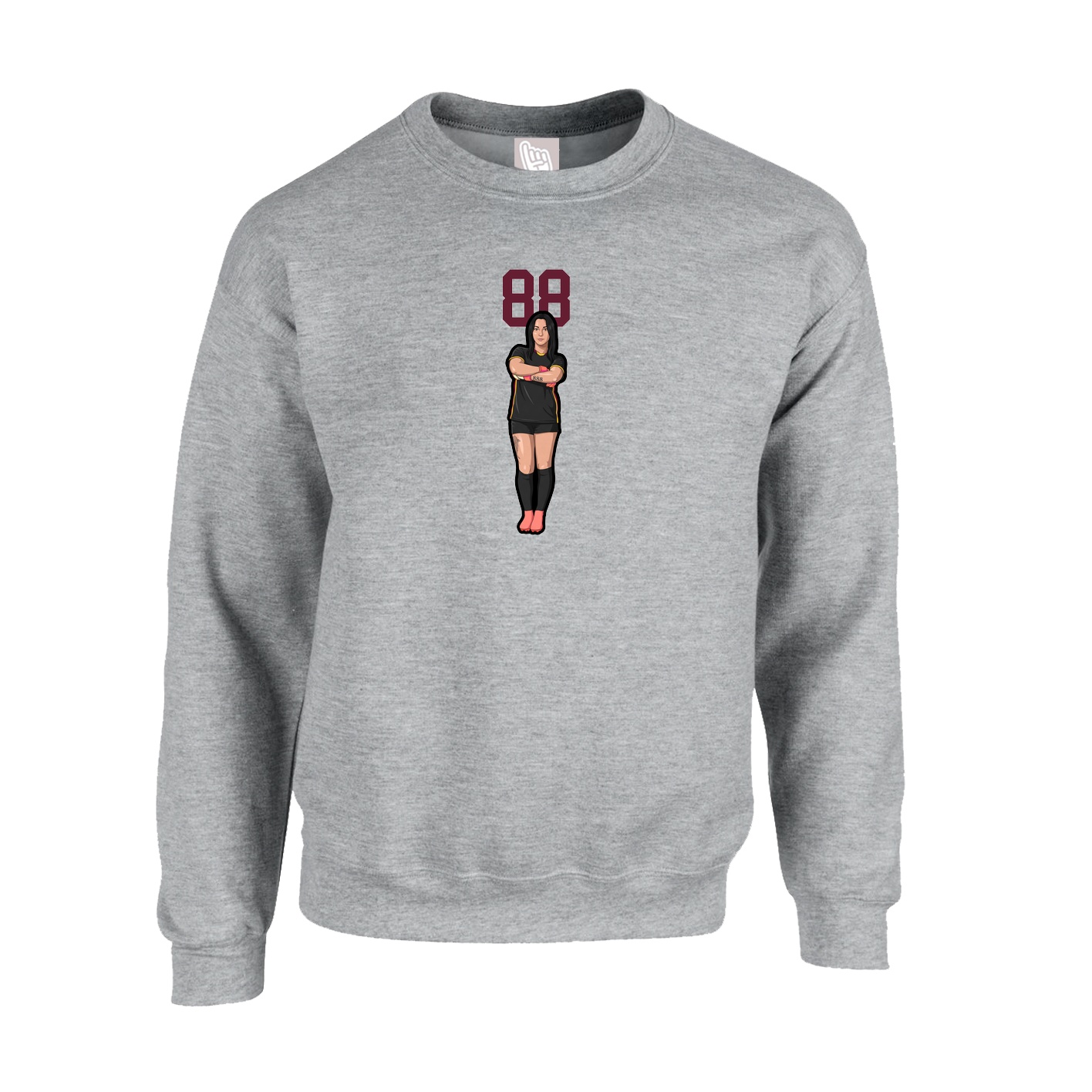 Fleece Crew — Number Top in Grey