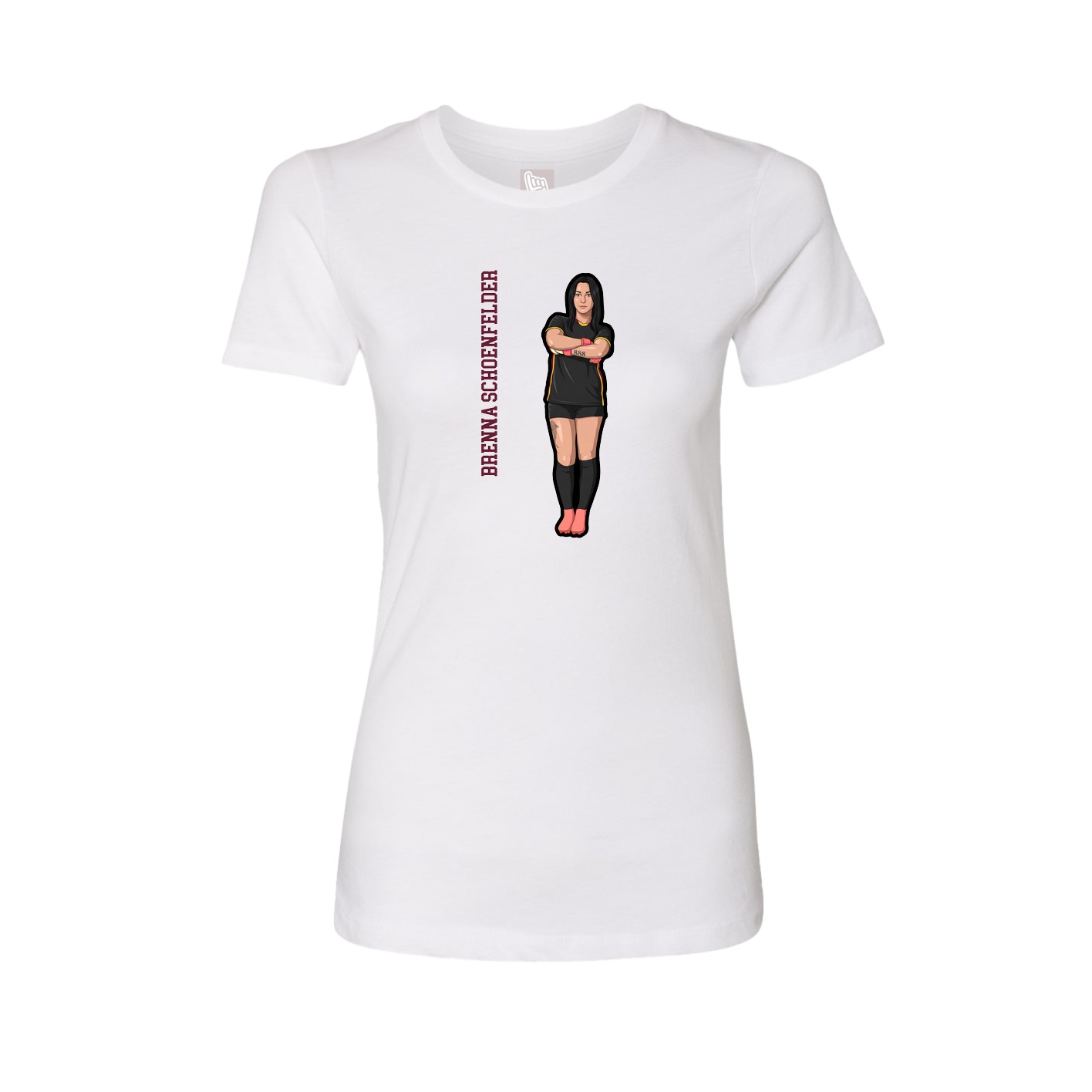 Womens Tee — Name Vertical in White