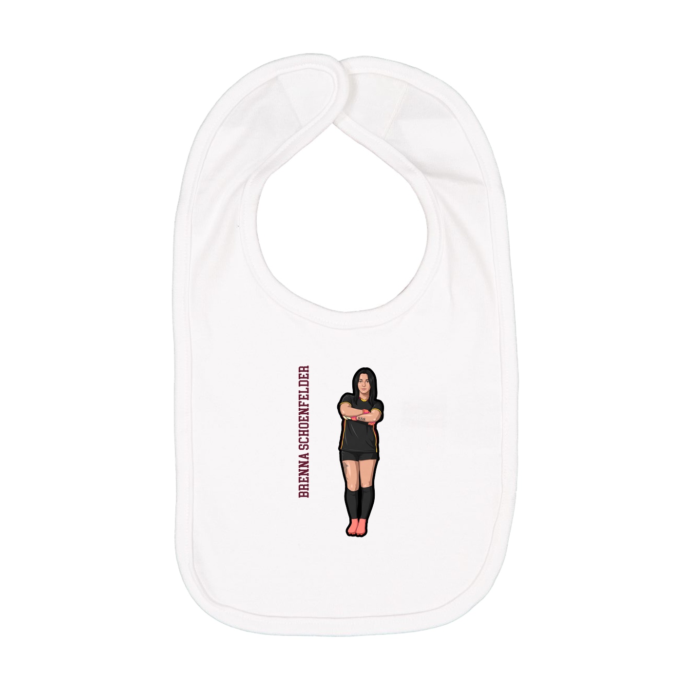Infant Bib — Name Vertical in White