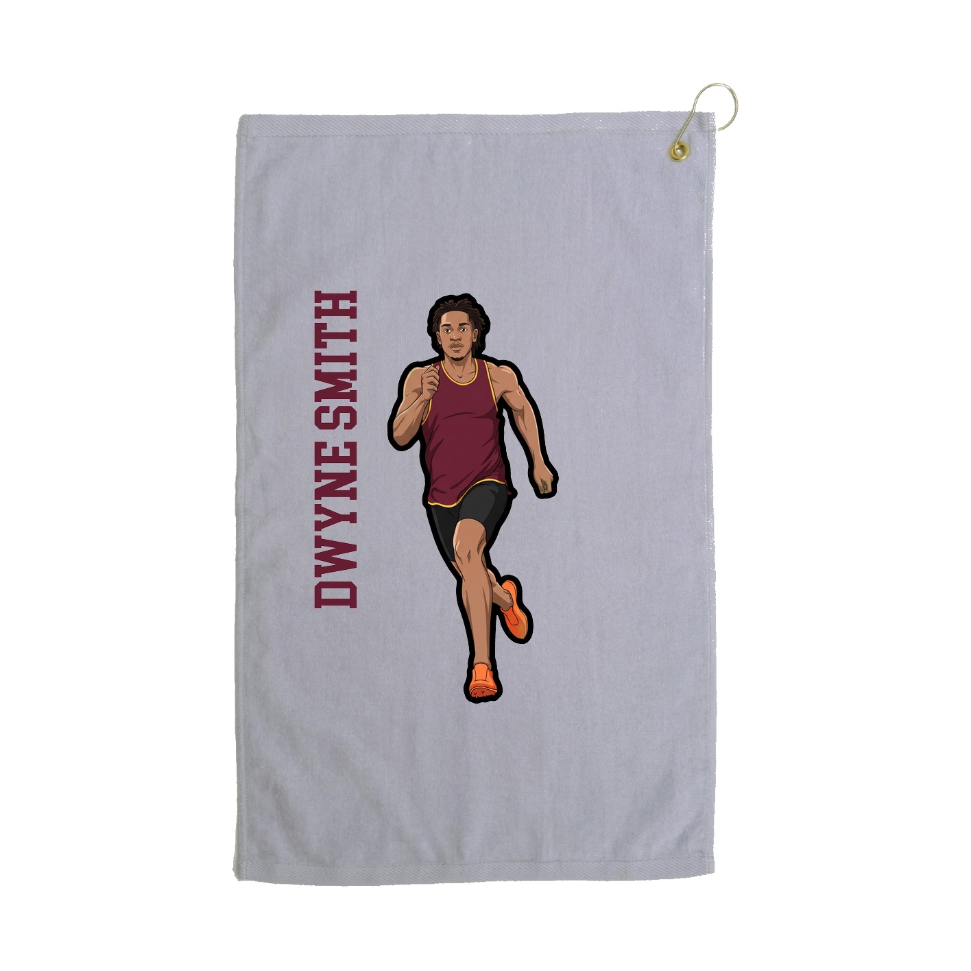 Golf Towel — Name Vertical in Grey