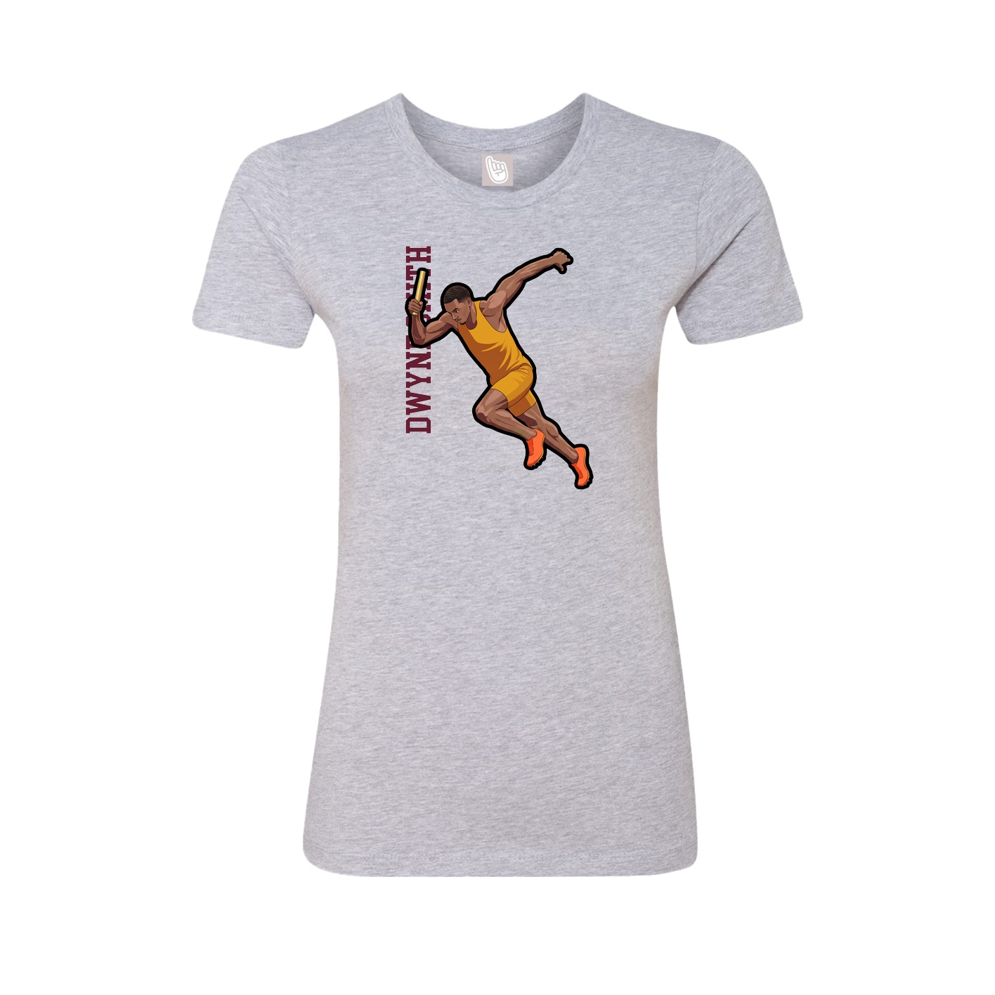 Womens Tee — Name Vertical in Grey